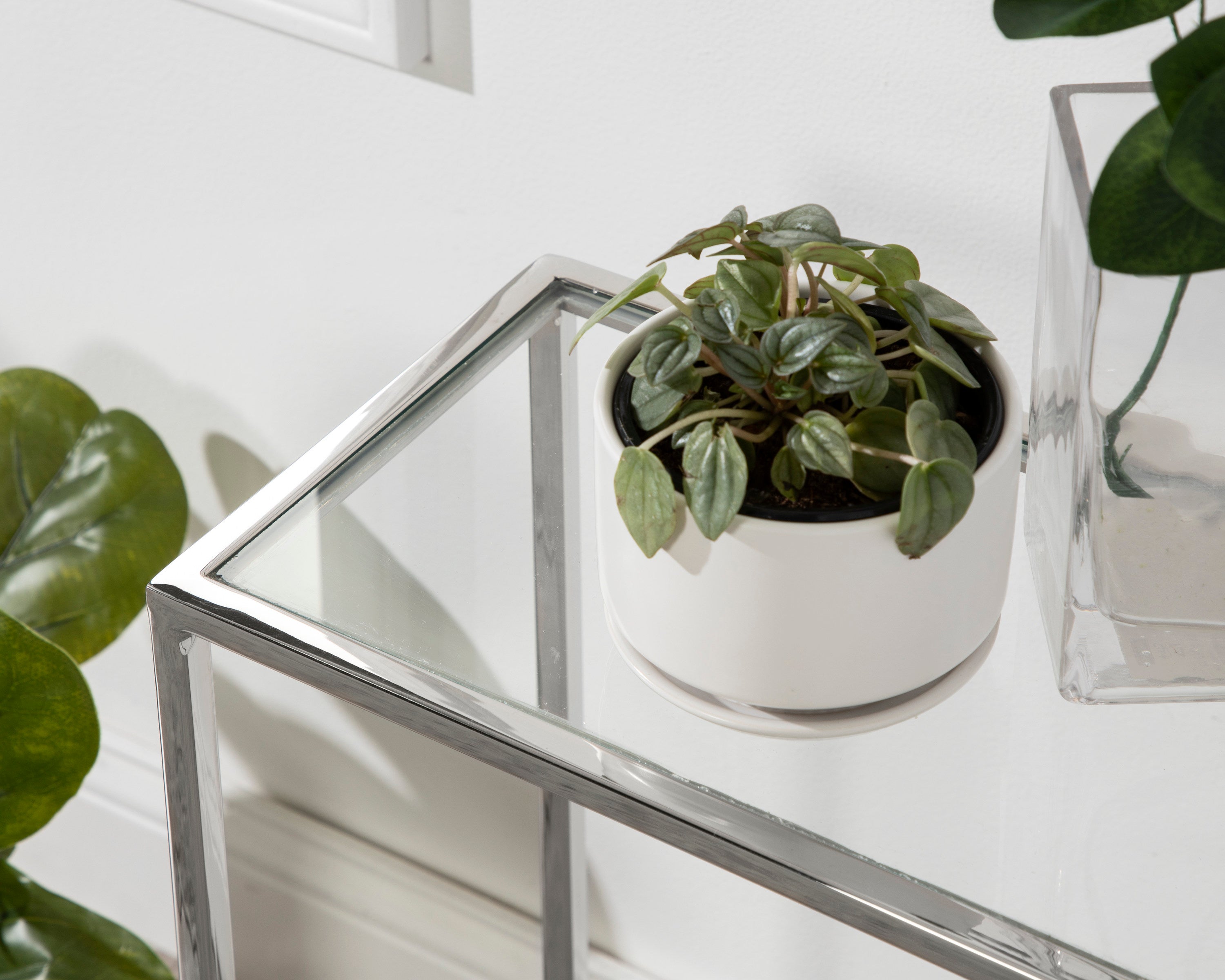 Side Table Clear Silver 16x8x24 6