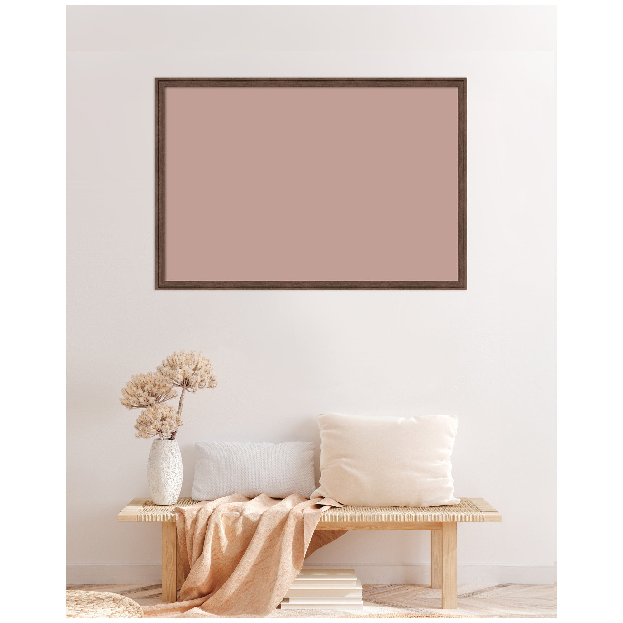 Framed Fabric Pinboard Blush Pink Clay Wall Organization