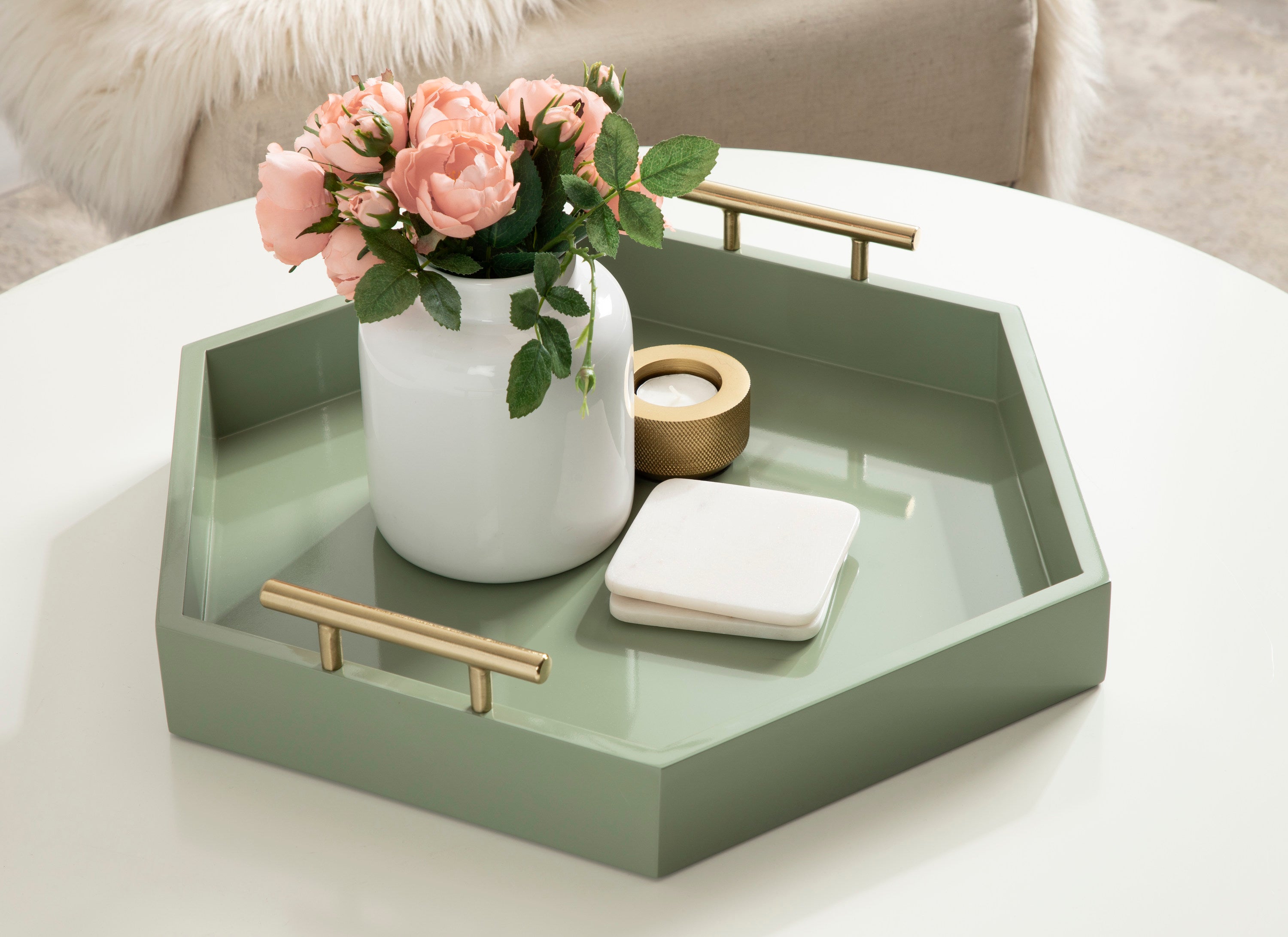 Single Tray Green Gold 18x18 7