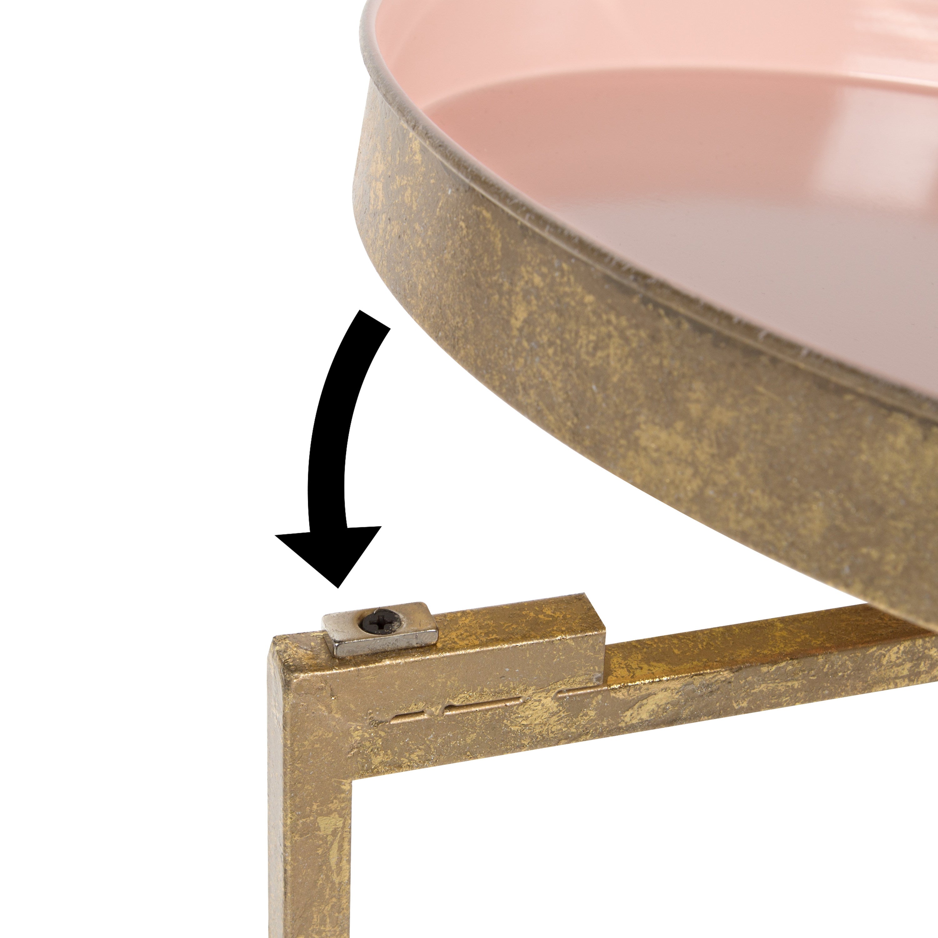 Tea Table Gold Pink 14x14x26 5