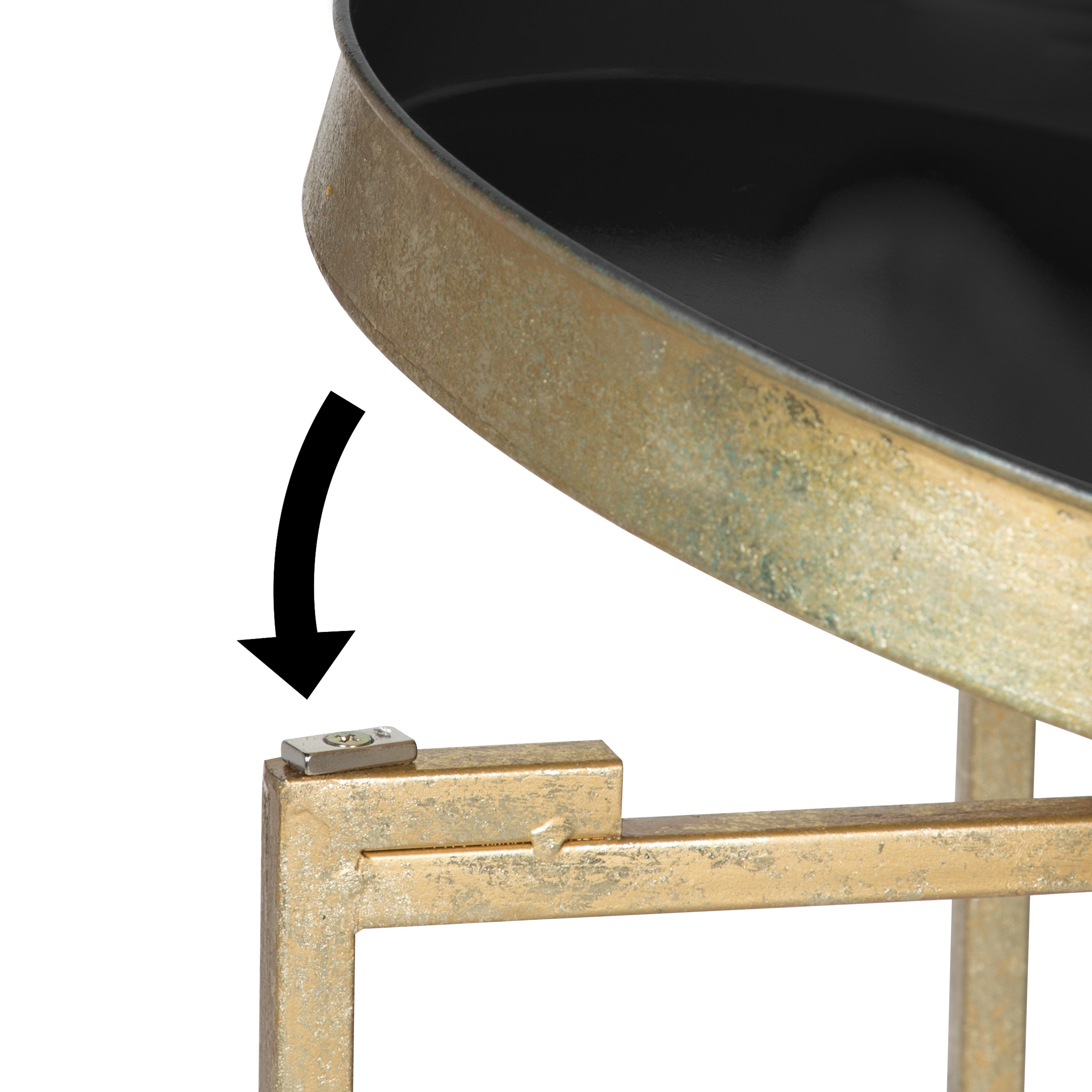 Tea Table Gold Black 14x14x26 5