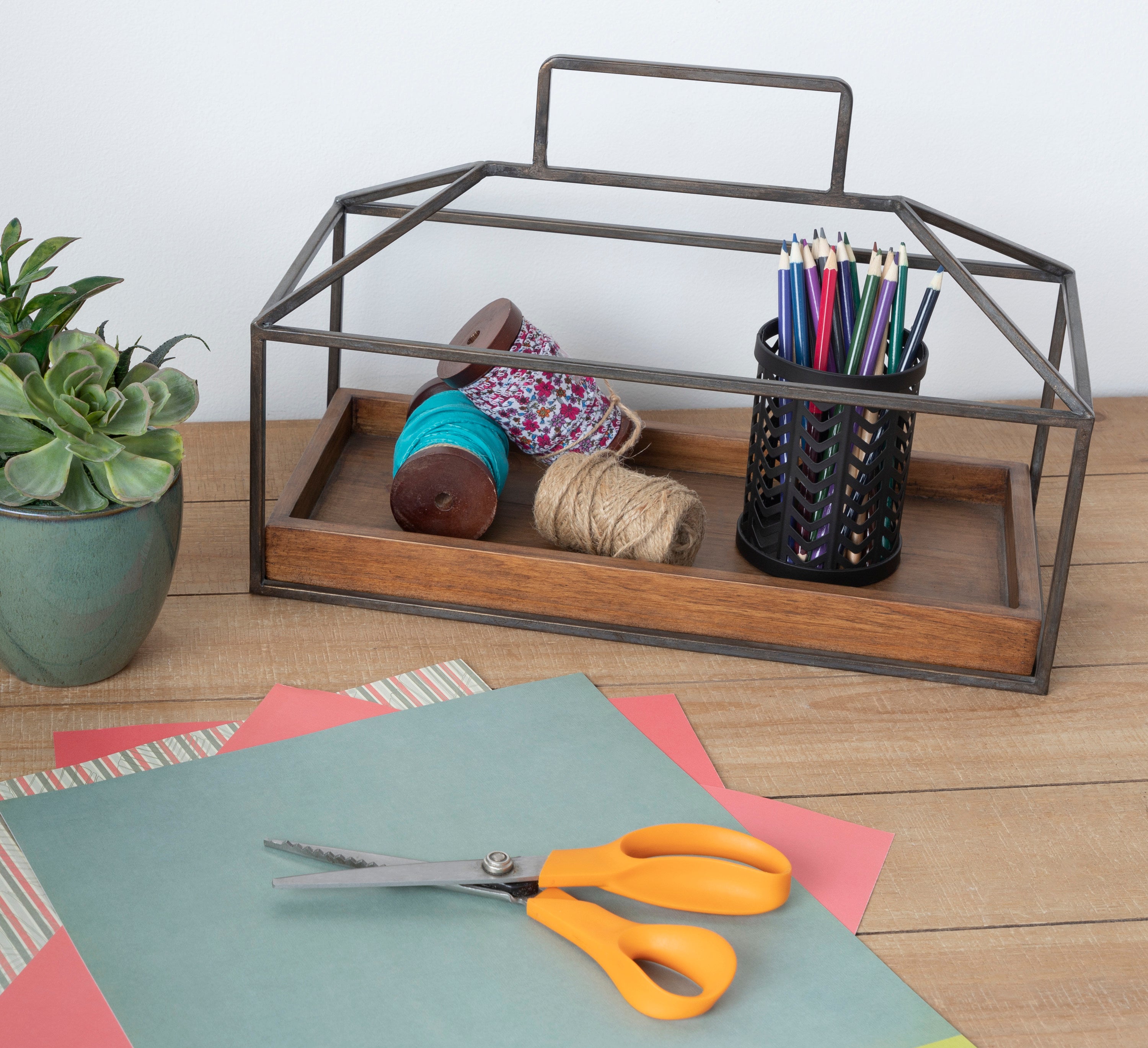 Tabletop Planter Brown 16x6x11.5 7