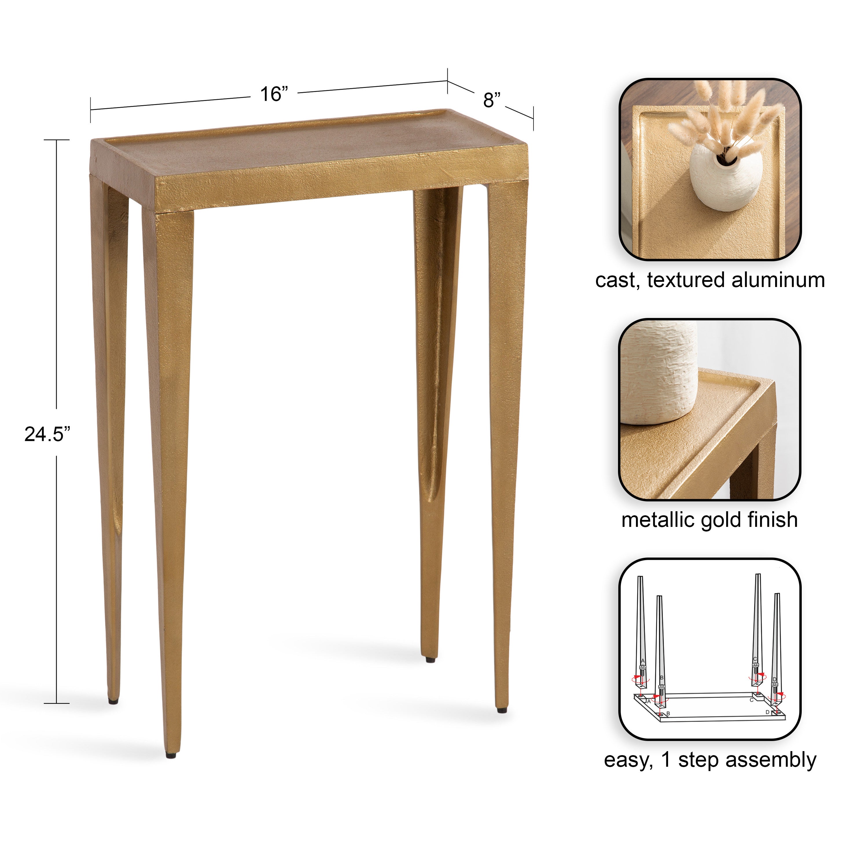 Side Table 16x8x25 Gold 2