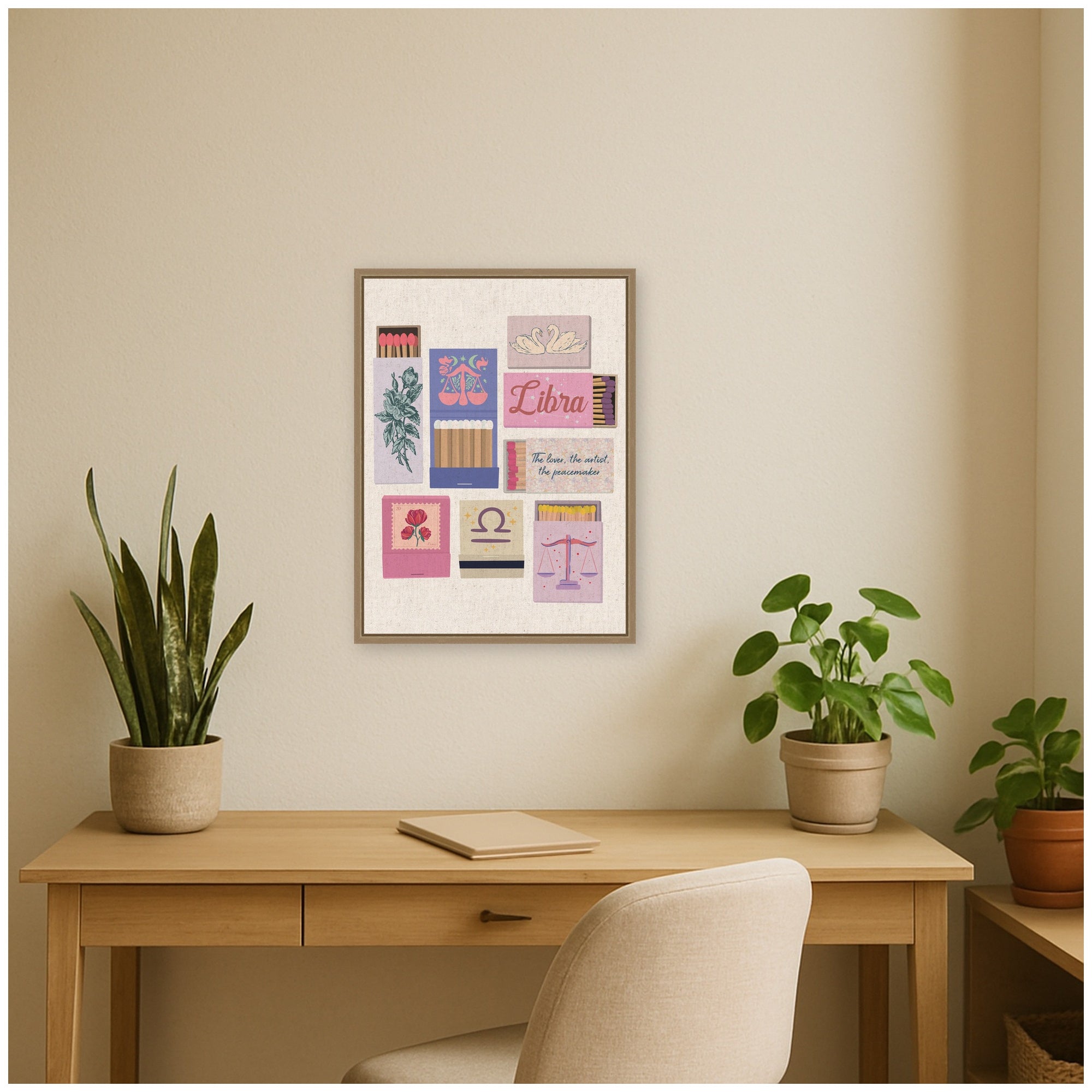 Libra Matchbooks Linen FC by Megan Ryan Framed Canvas Wall Art Print