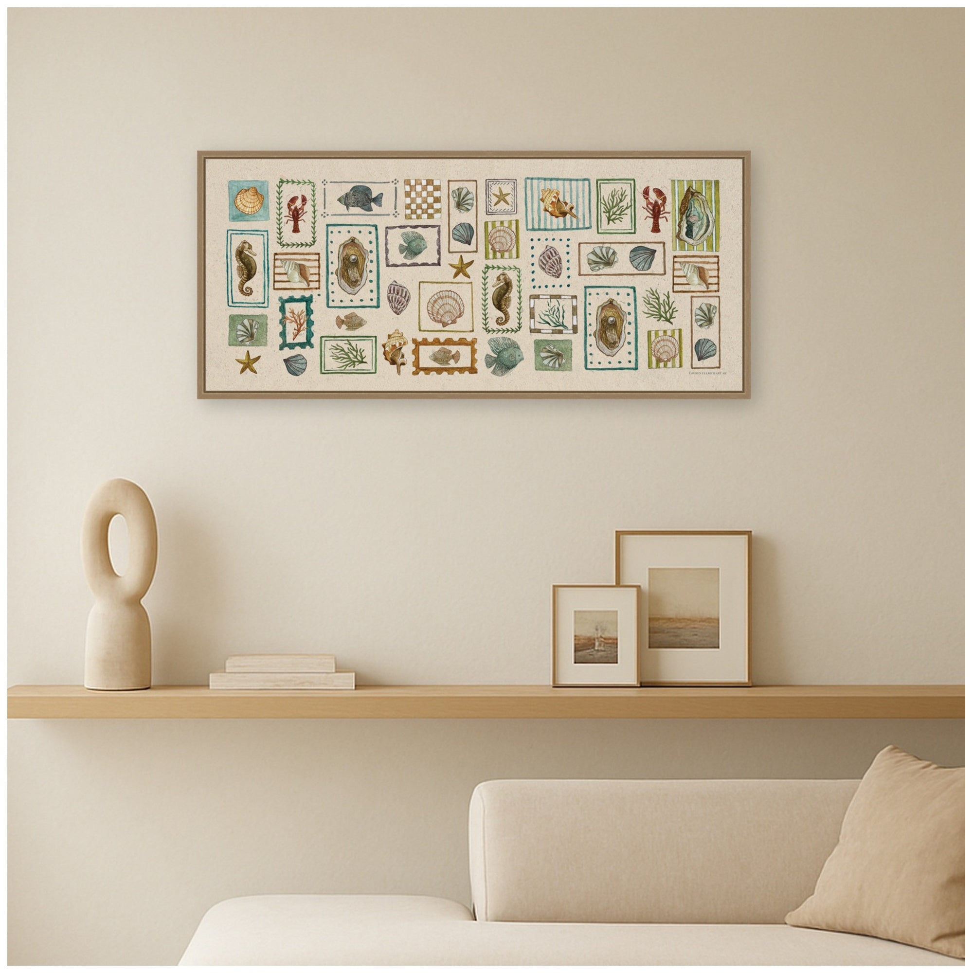 Framed Canvas Sylvie Dark Gold 40x18 5