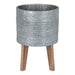 Freestanding Planter Rustic Brown Silver 11" Diameter 2