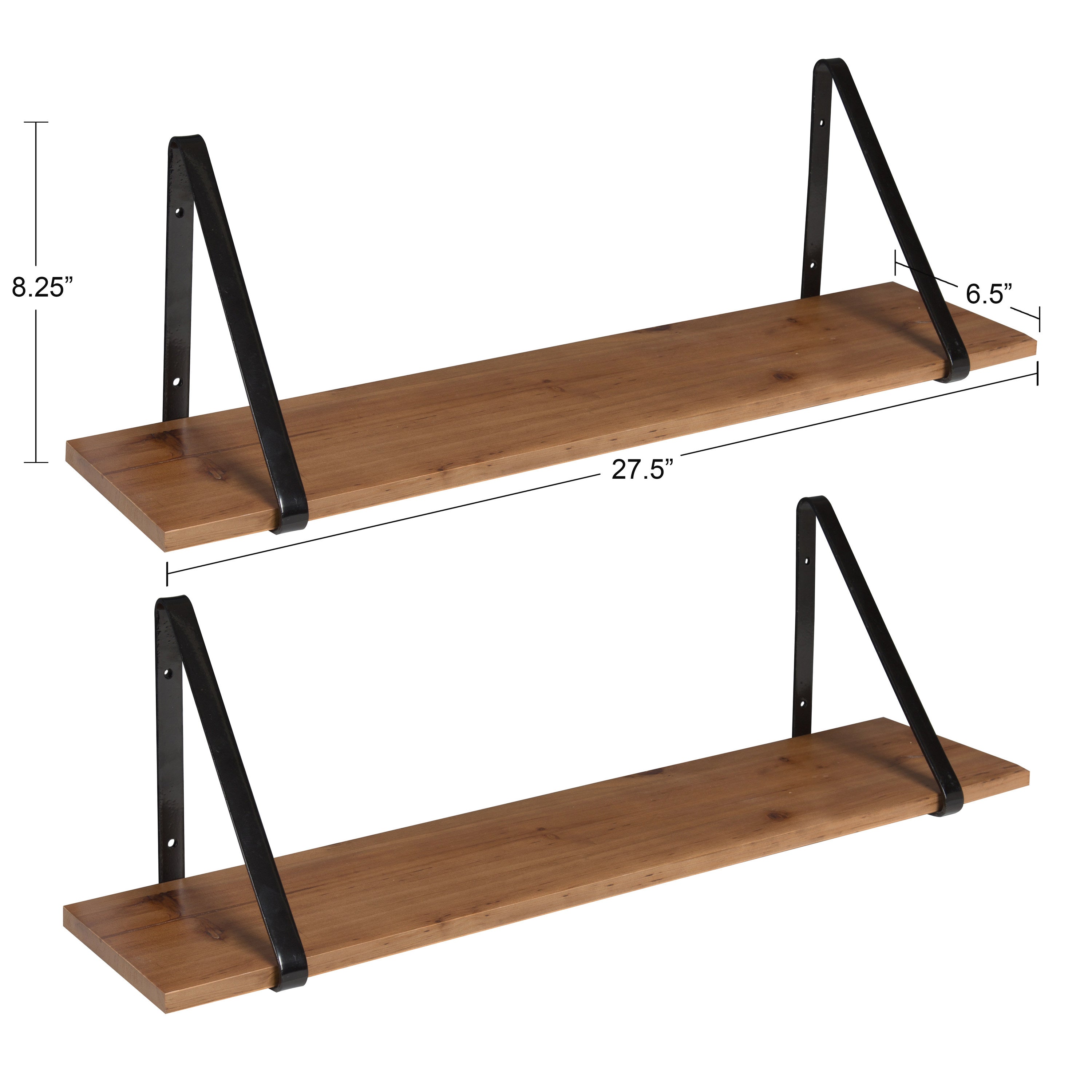 Floating Shelf Rustic Brown Black 2 Pk-28" 2