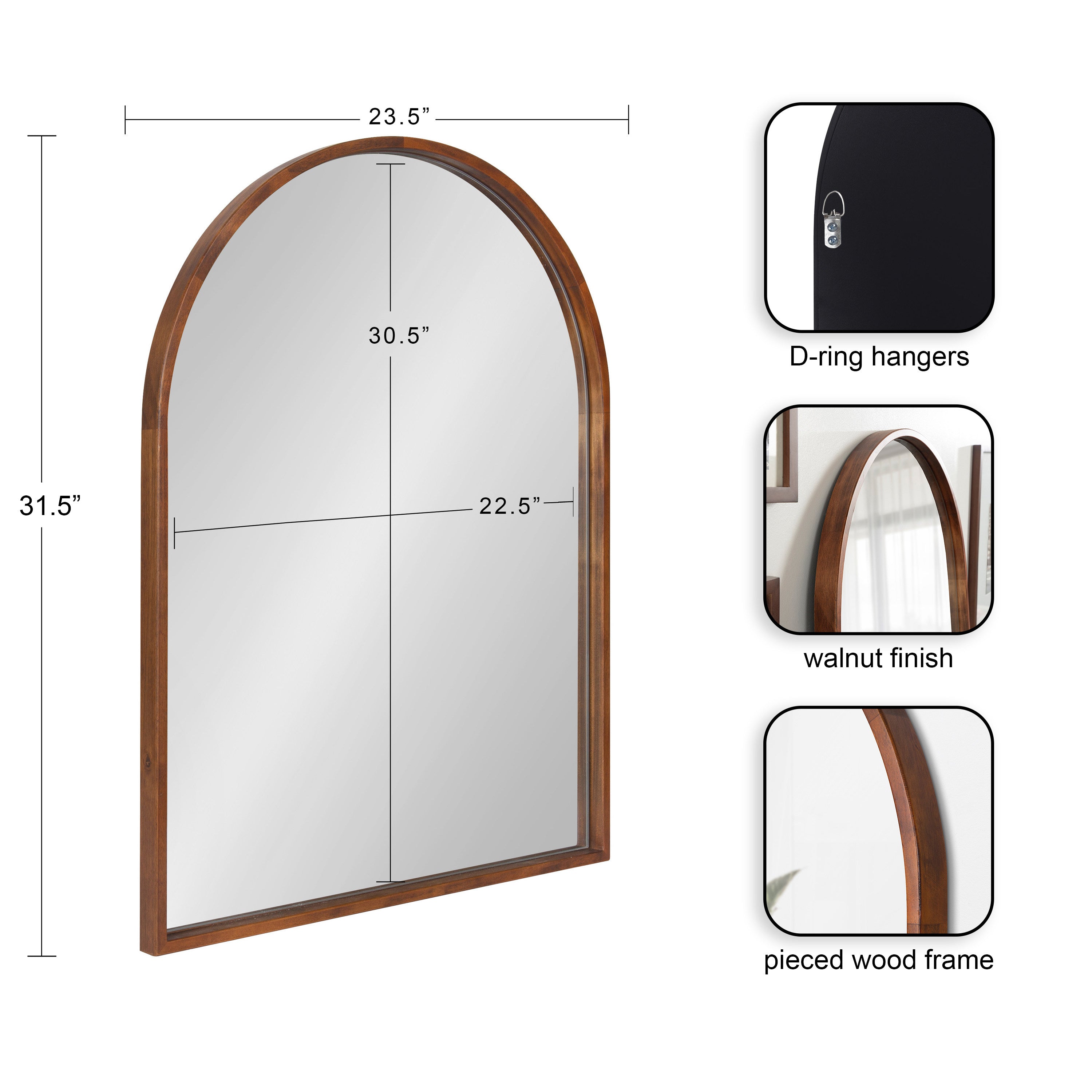 Arch Mirror Walnut Brown 24x32 2