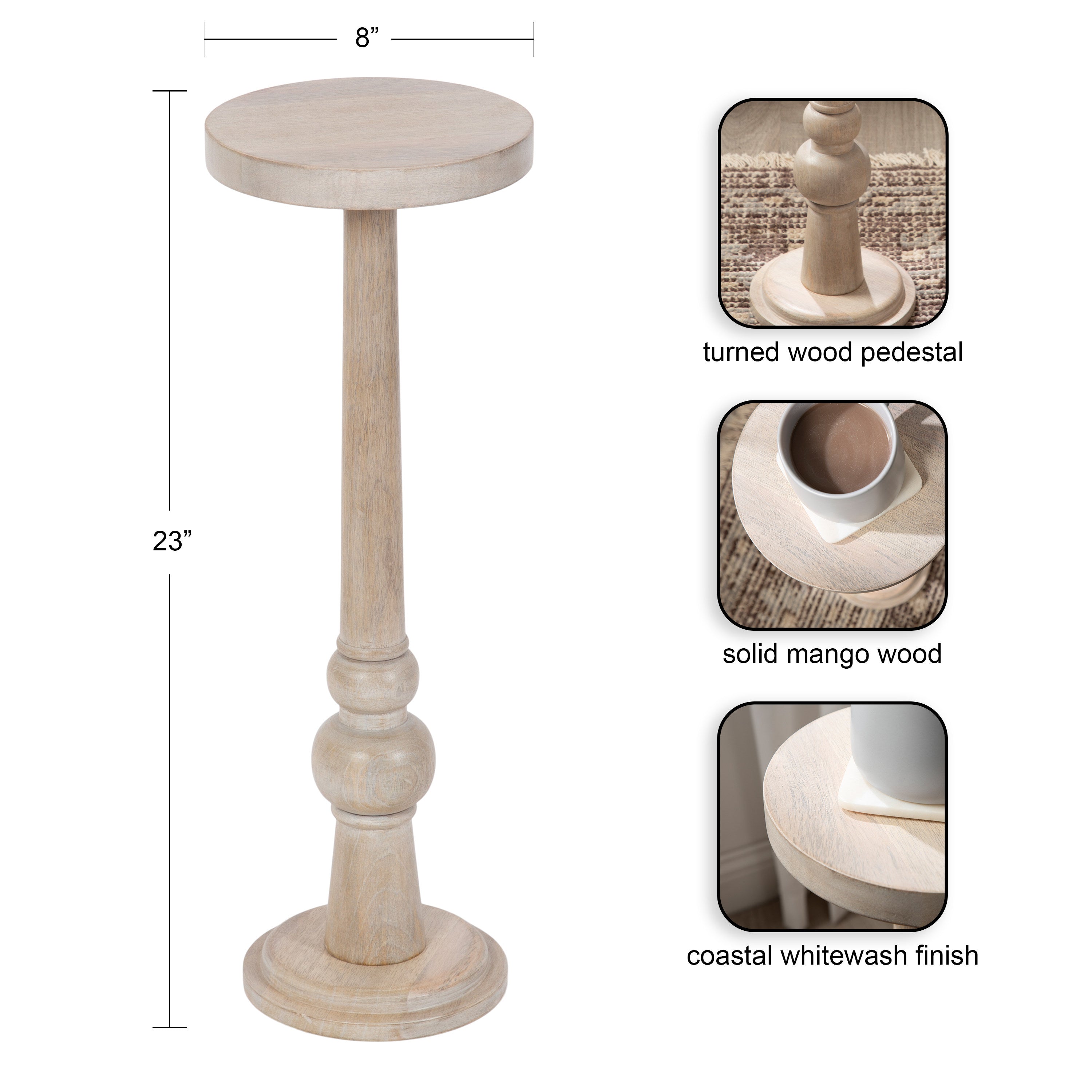 Side Table Whitewash 8x8x23 2