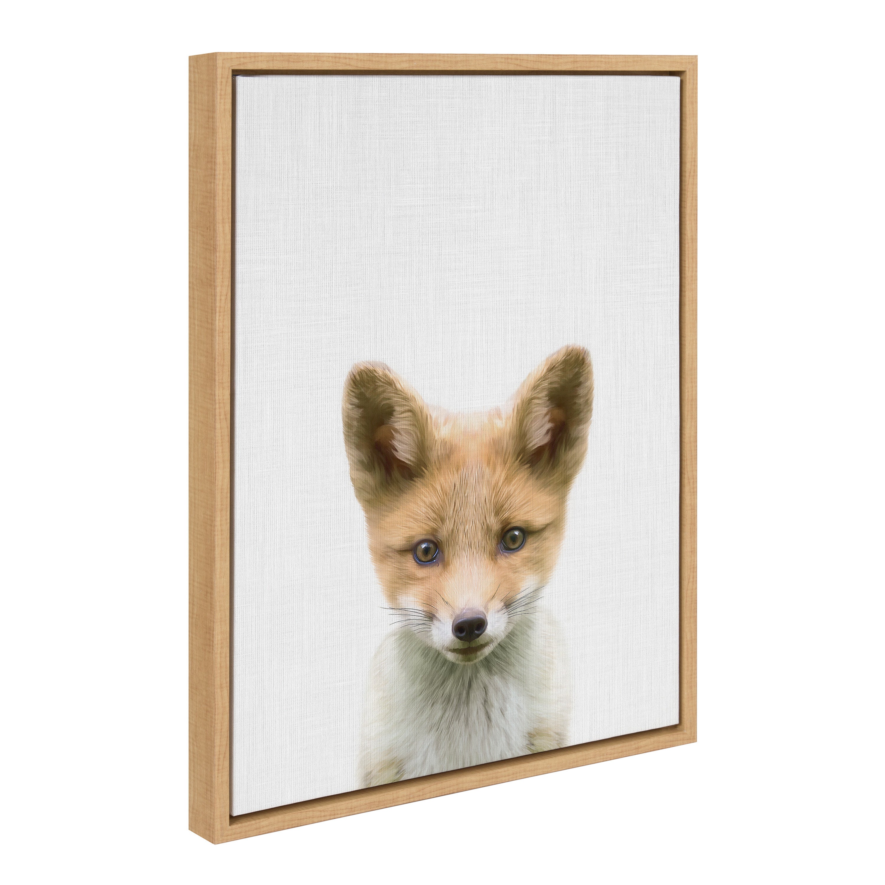 Sylvie Baby Fox Color Illustration Framed Canvas by Simon Te of Tai Prints