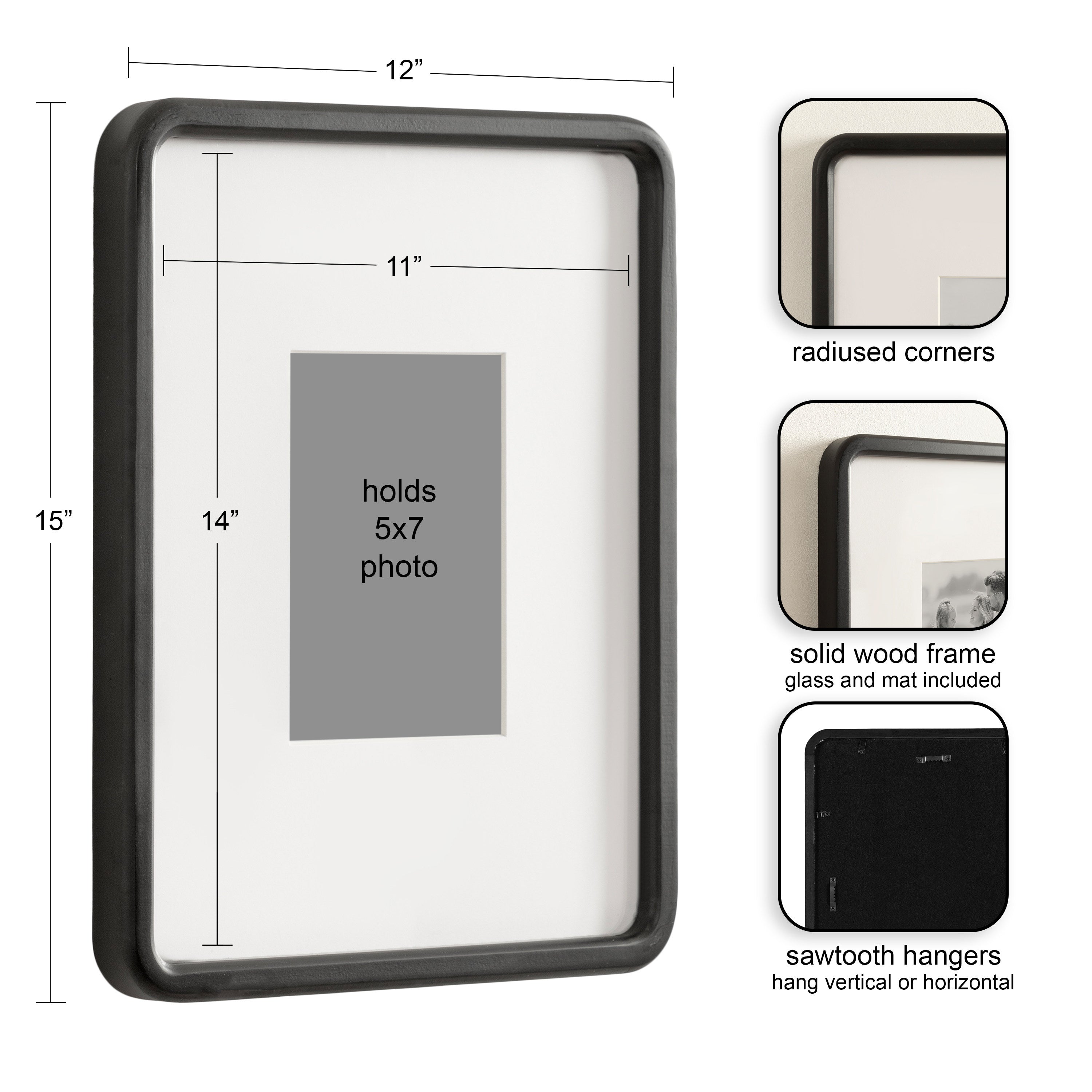 Wall Frame 11x14 matted to 5x7 Black 2