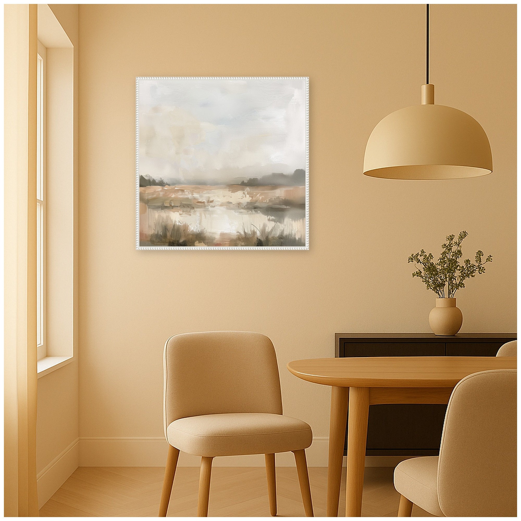 Framed Canvas 30x30 Sylvie Beaded White 7