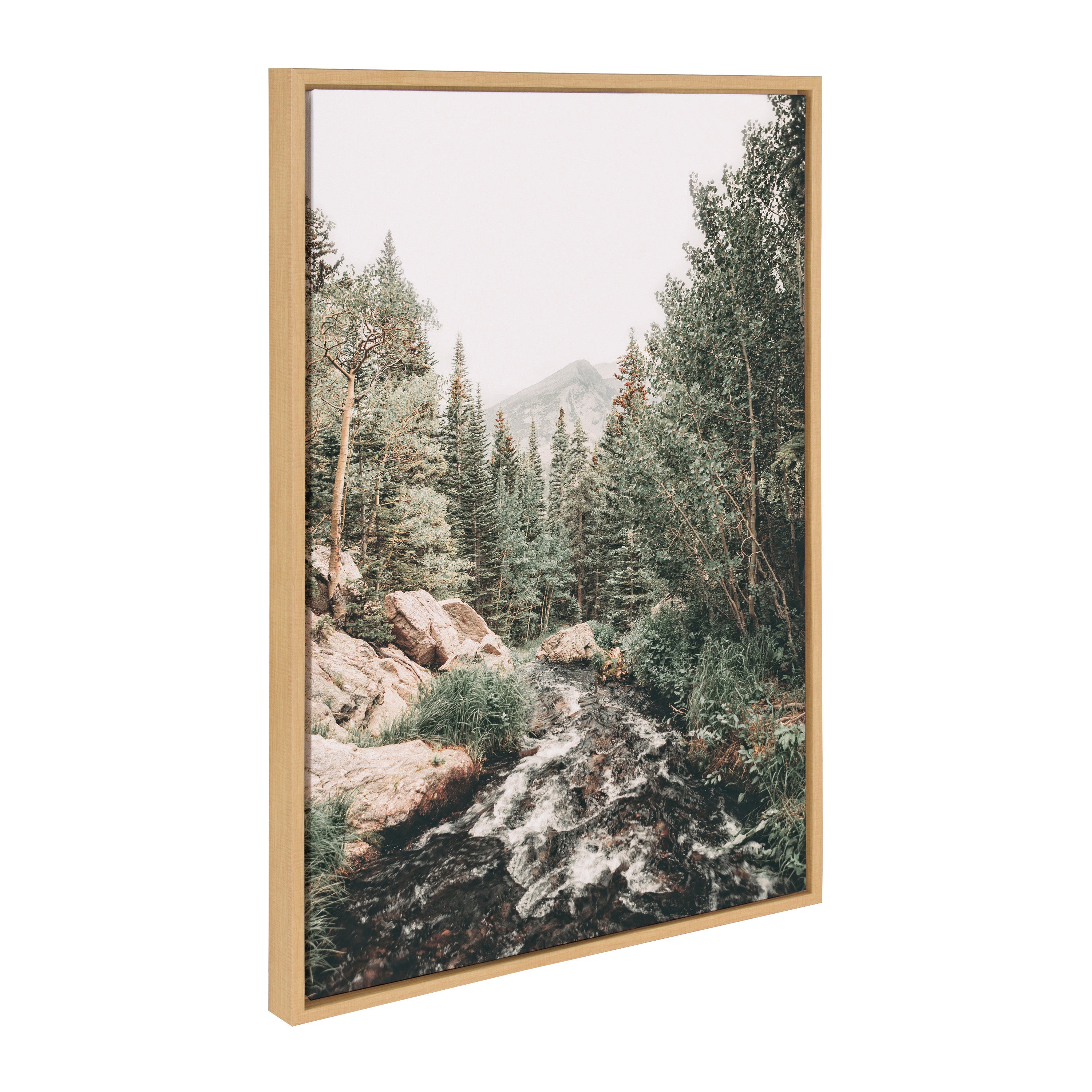 Sylvie Meet Me Here, Highland Cow Muted Mountain Landscape and Minimalist Evergreen Trees Sketch Framed Canvas Set by Various Artists