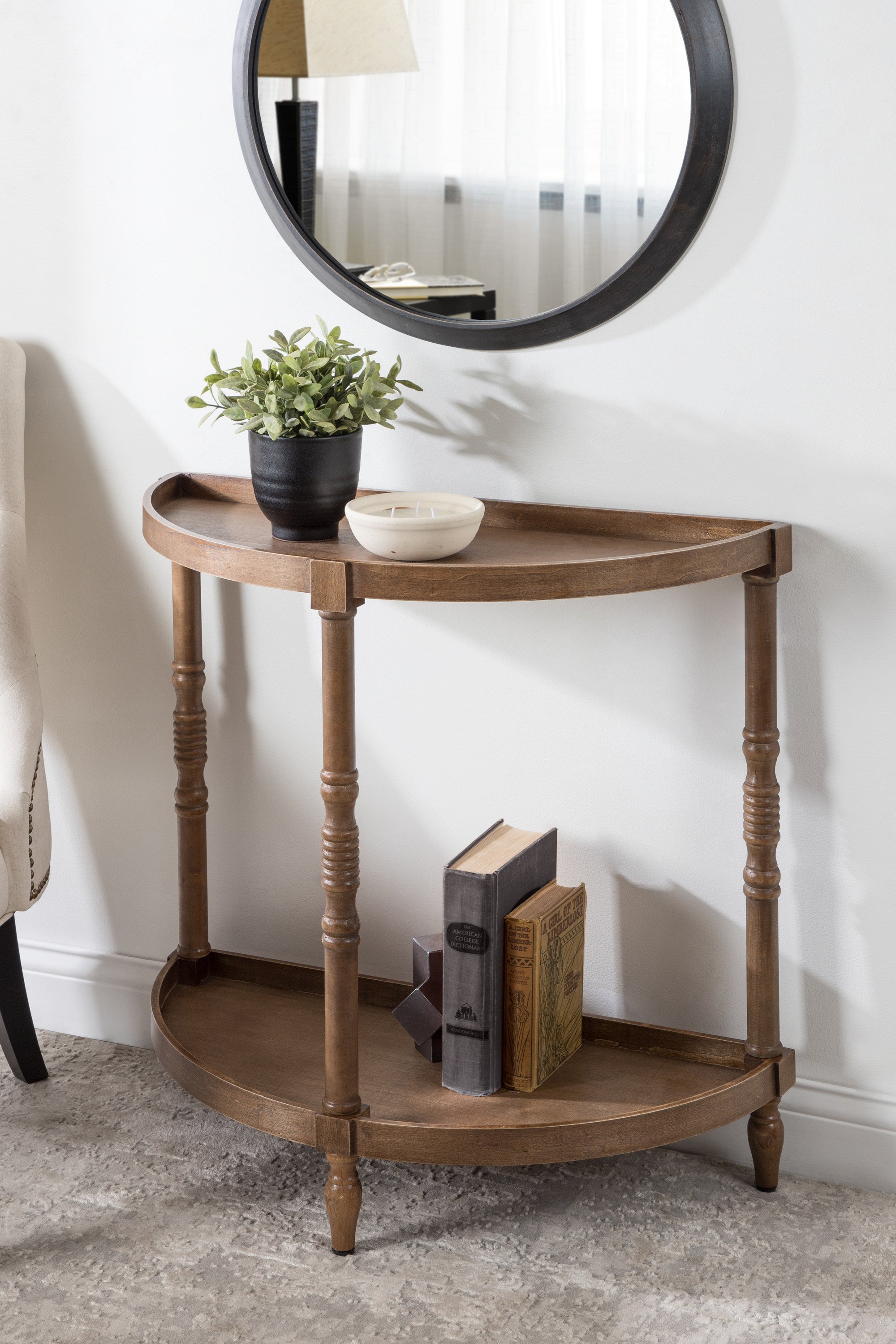 Bellport Wood Console Table with Shelf
