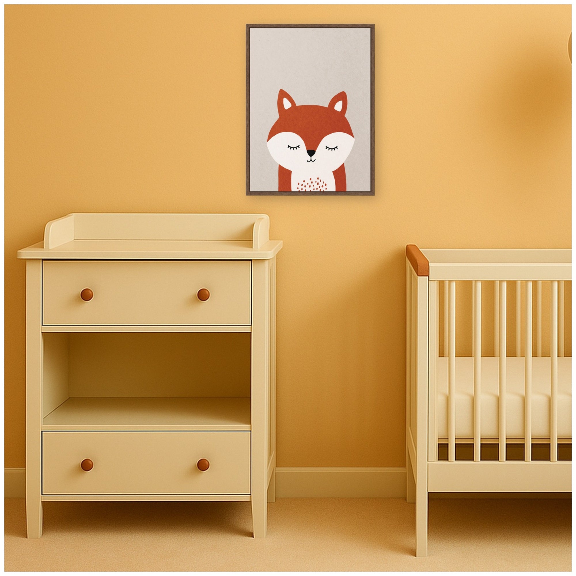 Fox by July Art Prints Framed Canvas Wall Art Print
