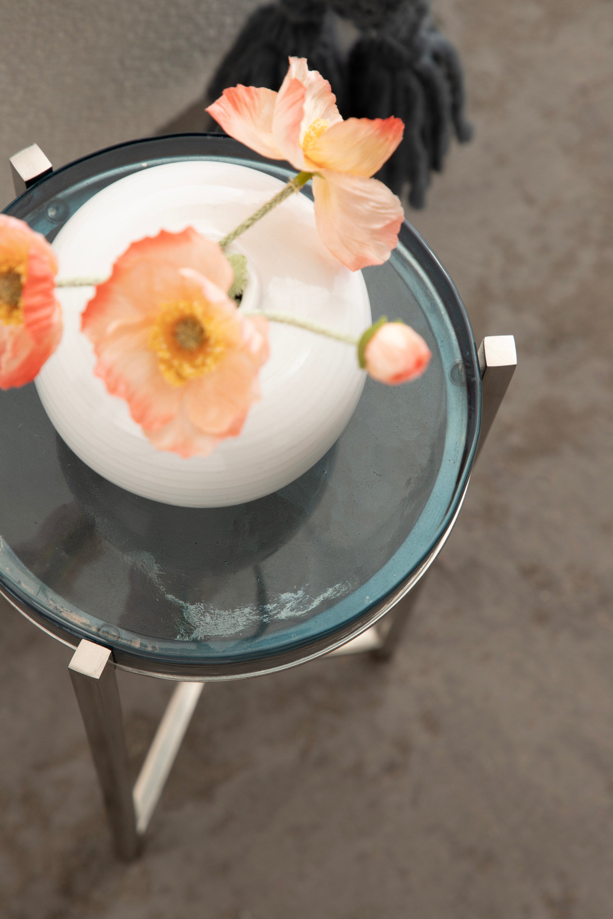 Drink Table Blue Silver 9x9x23 7
