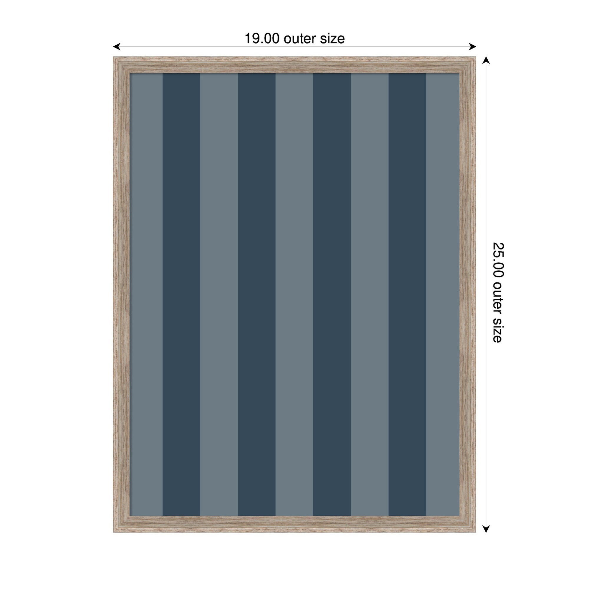 Framed Fabric Pinboard Wide Stripes Blue Wall Organization