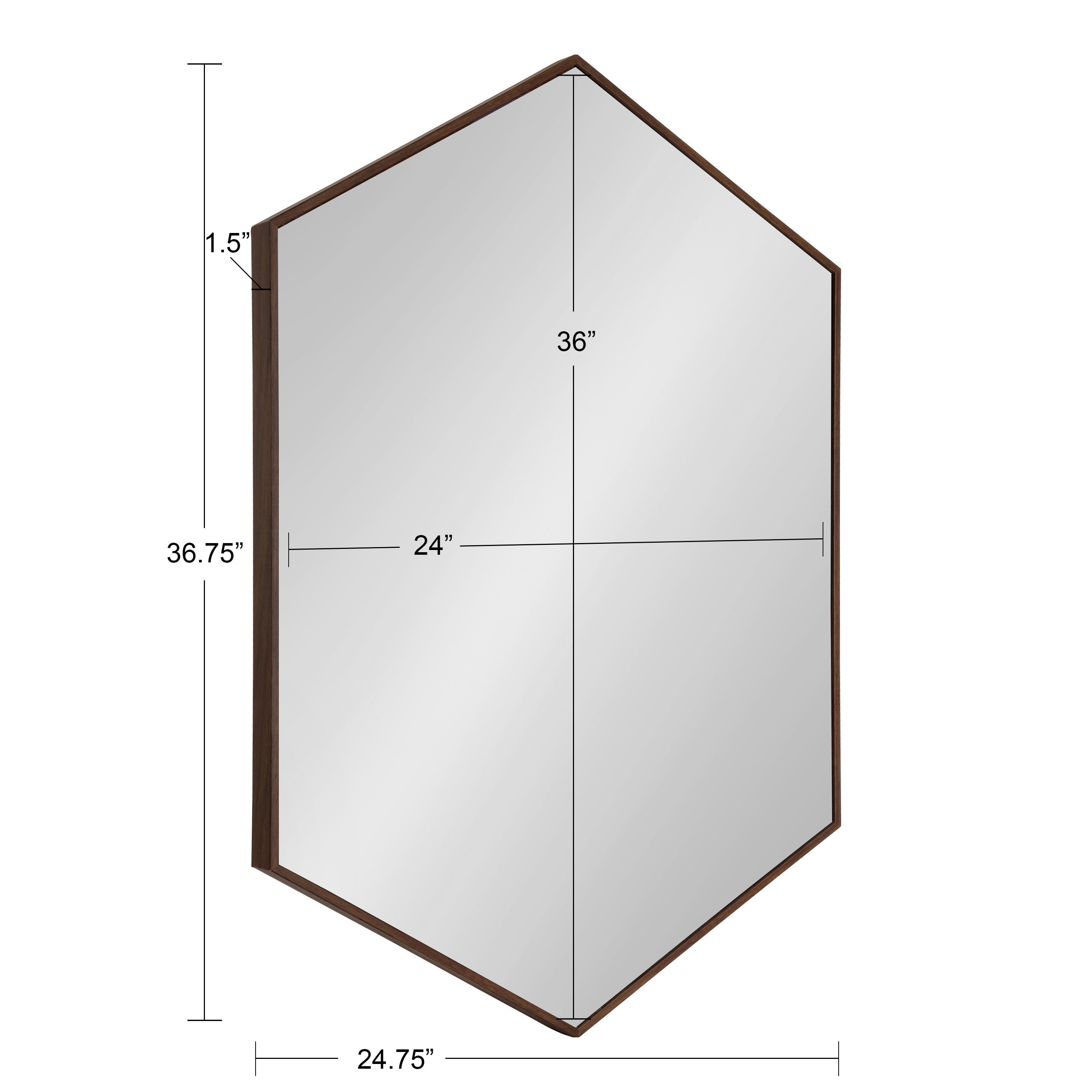 Hexagon Mirror Walnut Brown 24x36 5