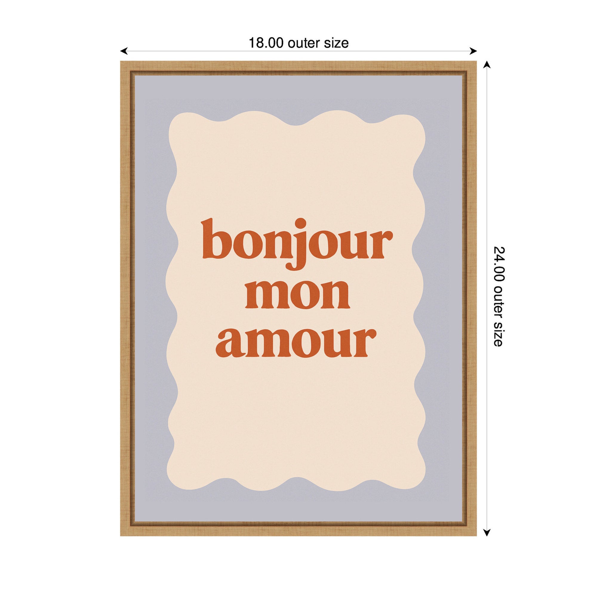Bonjour Mon Amour Love Quote by Laura Moss Framed Canvas Wall Art Print