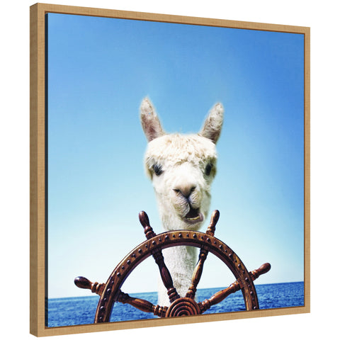 Sylvie Boat Animal Alpaca Framed Canvas by The Creative Bunch Studio