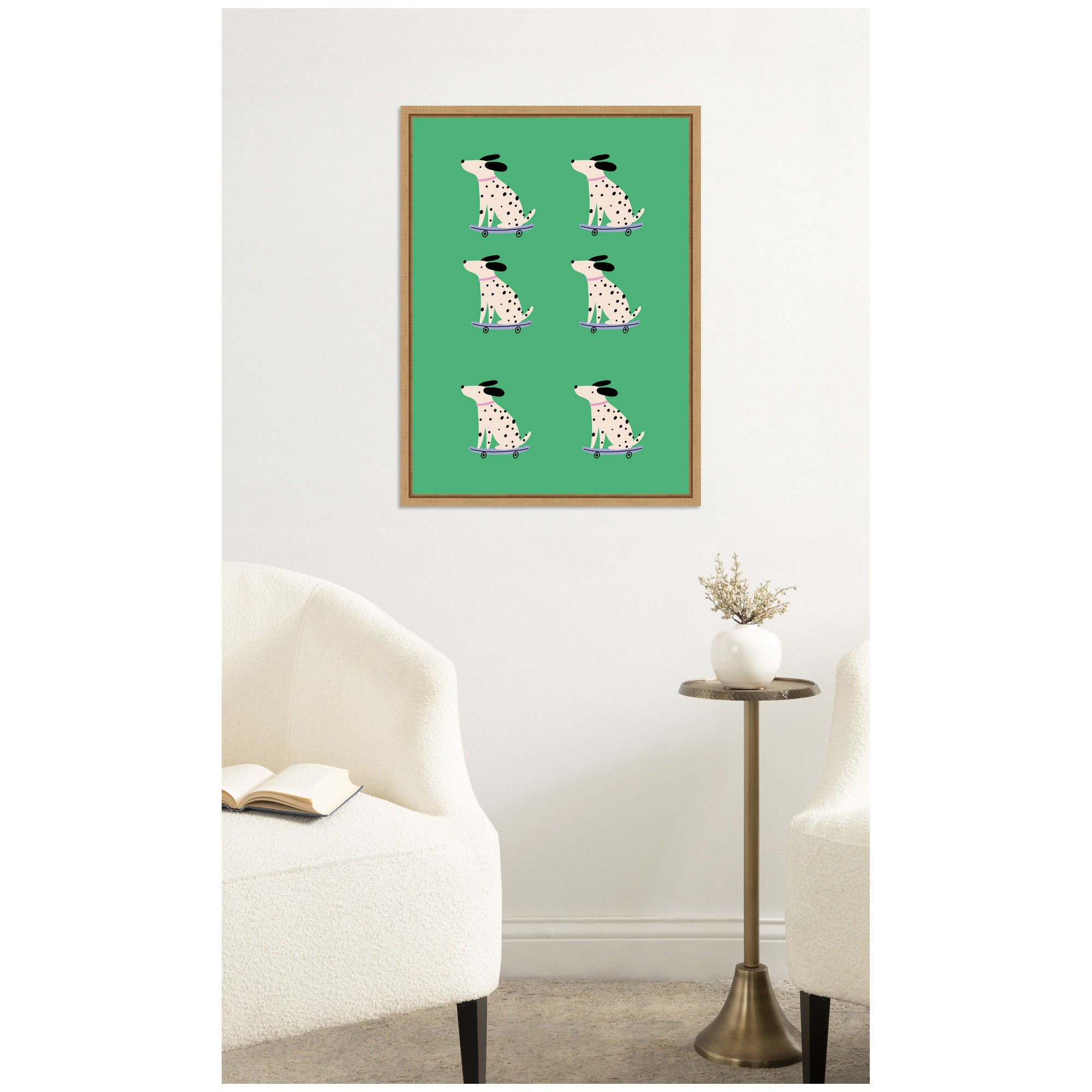 Skating Dogs by Laura Moss Framed Canvas Wall Art Print