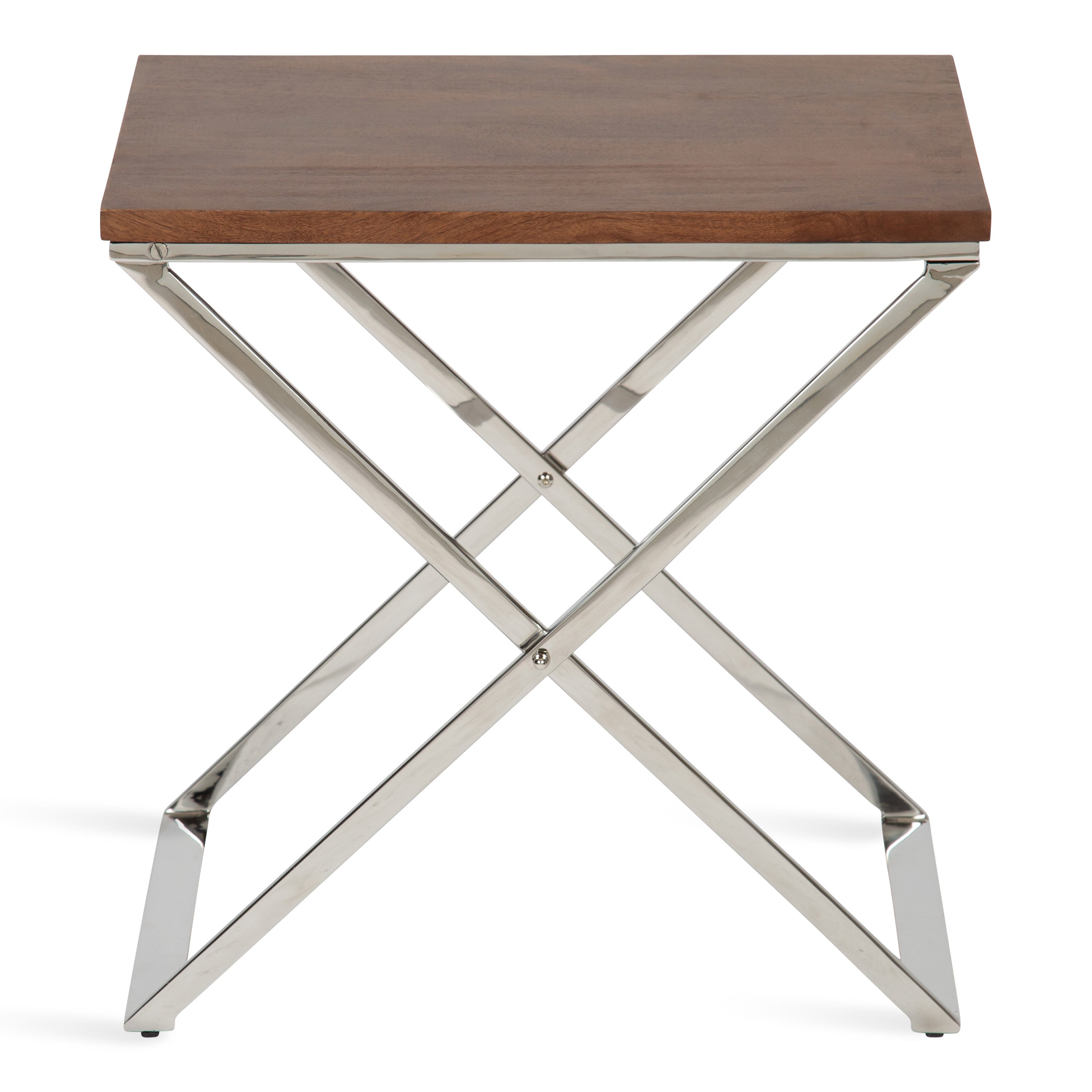 Side Table Walnut Brown Silver 20x14x20 3