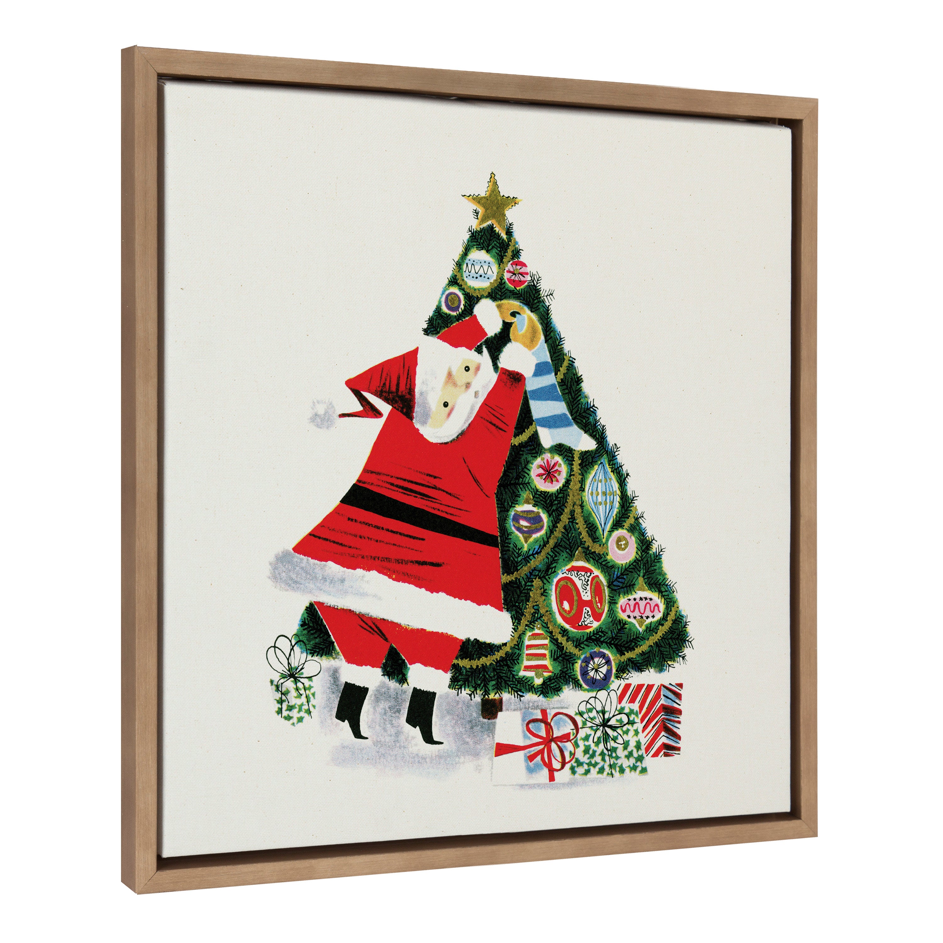 Sylvie Santa Claus Decorating Tree Framed Canvas by Corinna Buchholz of Piddix