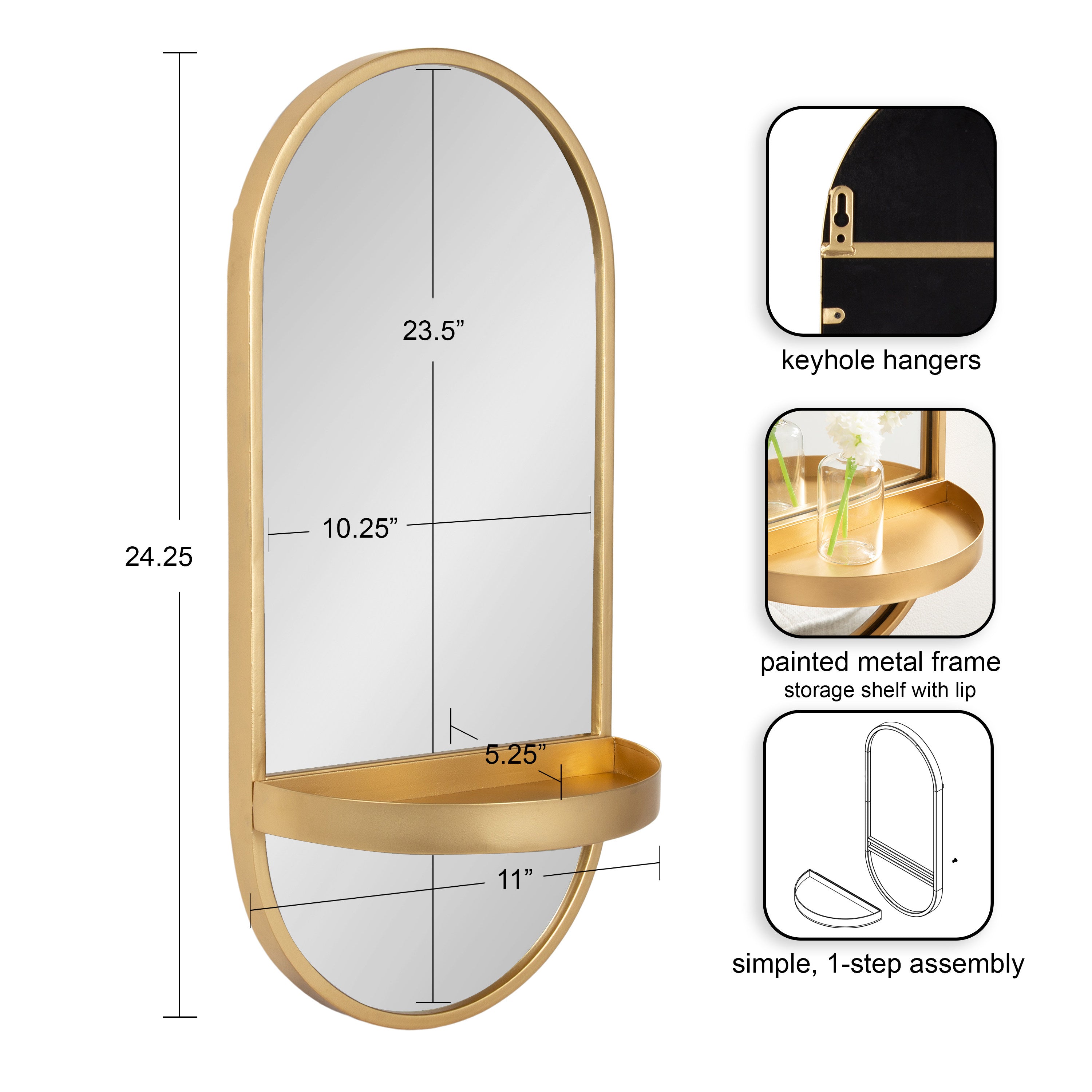 Estero Metal Wall Mirror with Shelf