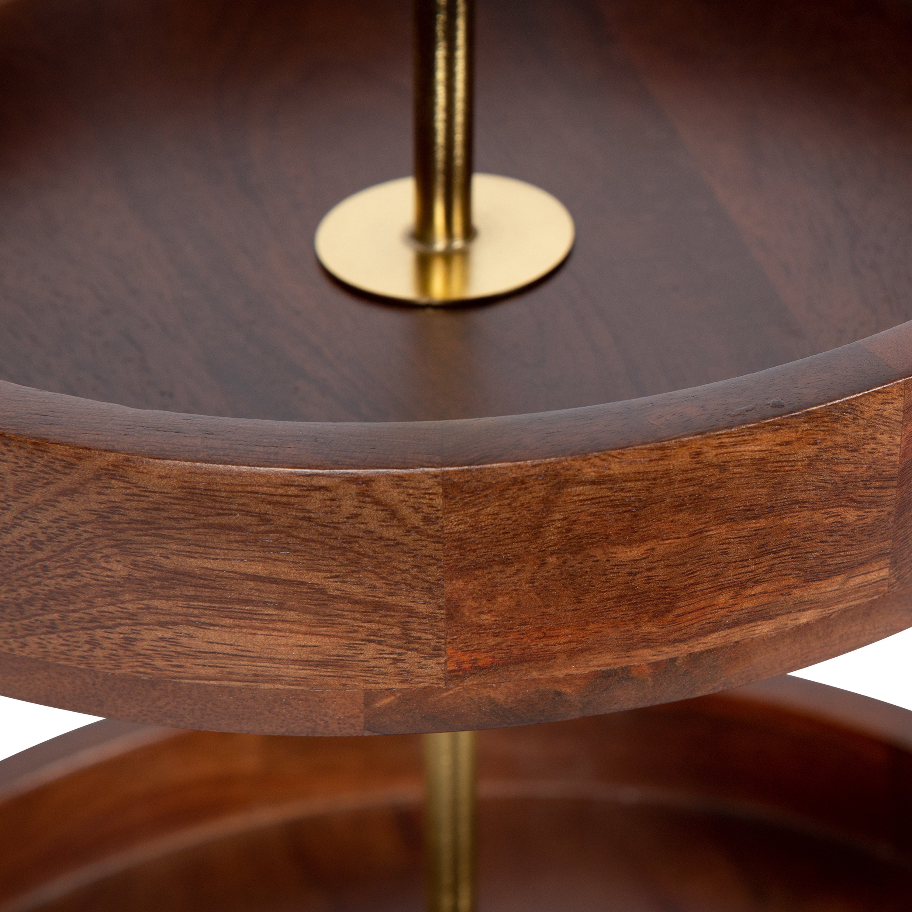 Tiered Tray Walnut Brown Gold 13x13x20 6