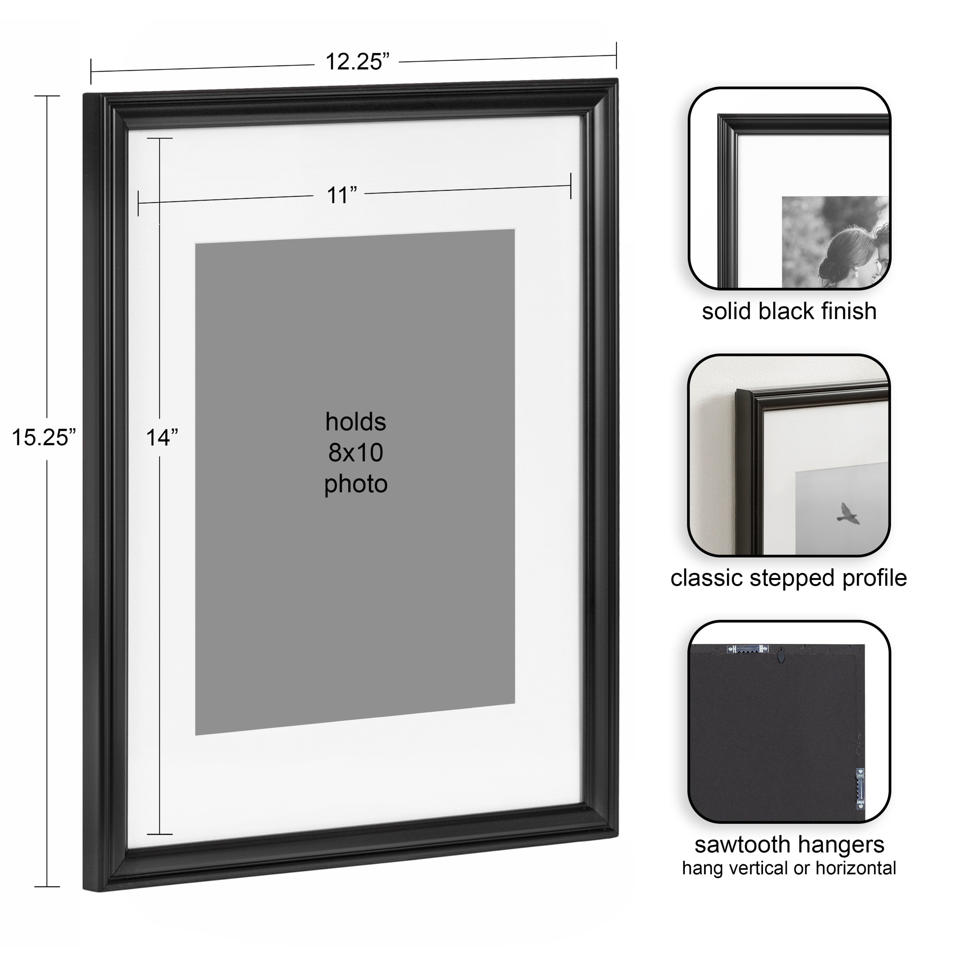 Wall Frame Black 11x14 matted to 8x10 2