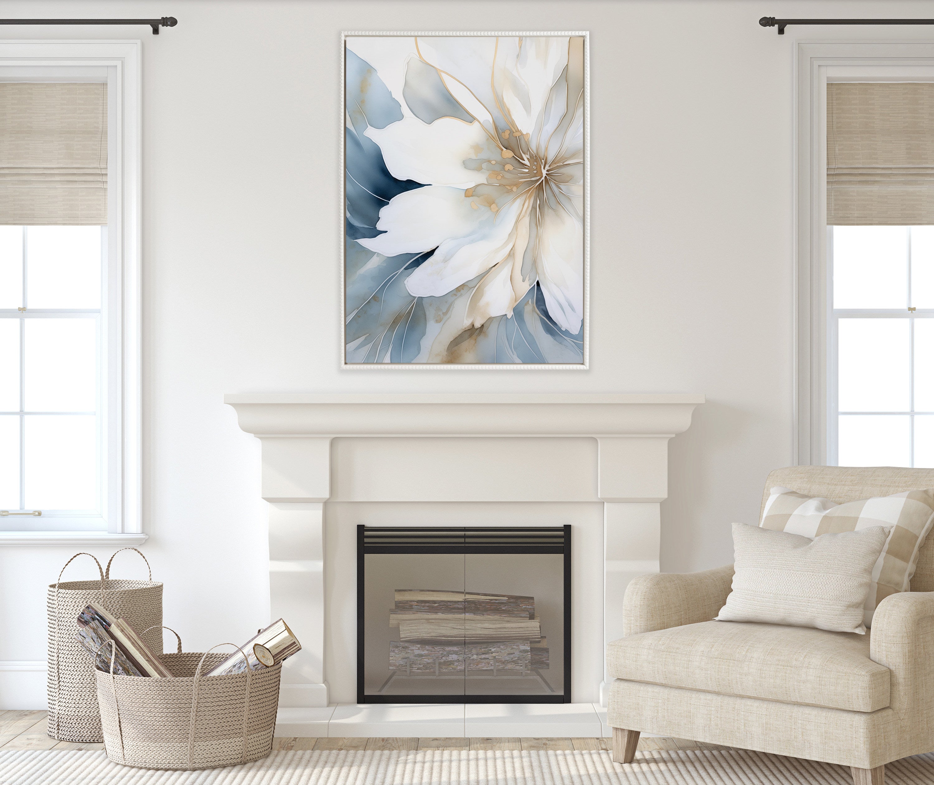 Framed Canvas 31.5x41.5 Sylvie Beaded White 5