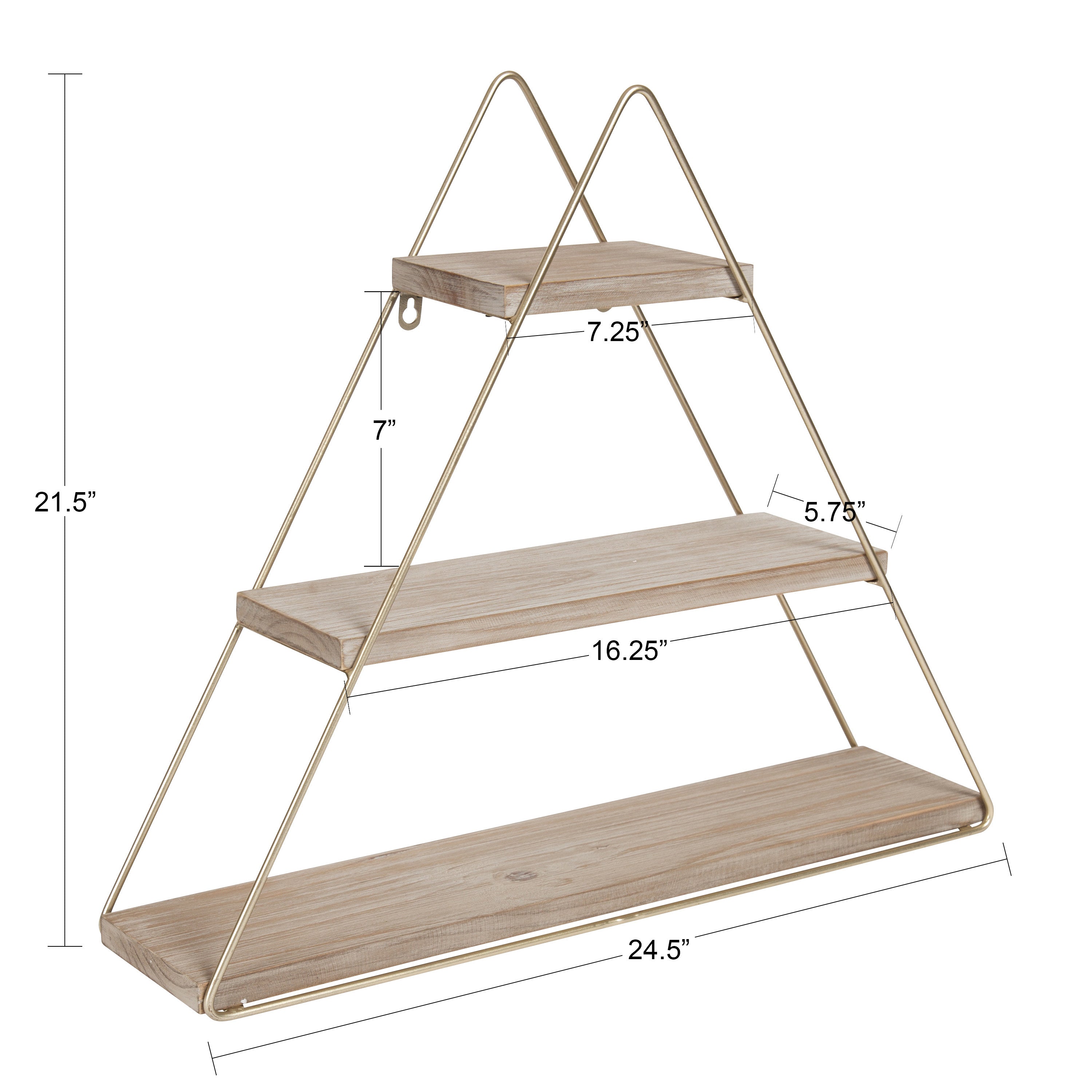 Accent Shelf Rustic Brown Gold 3 Shelves 2