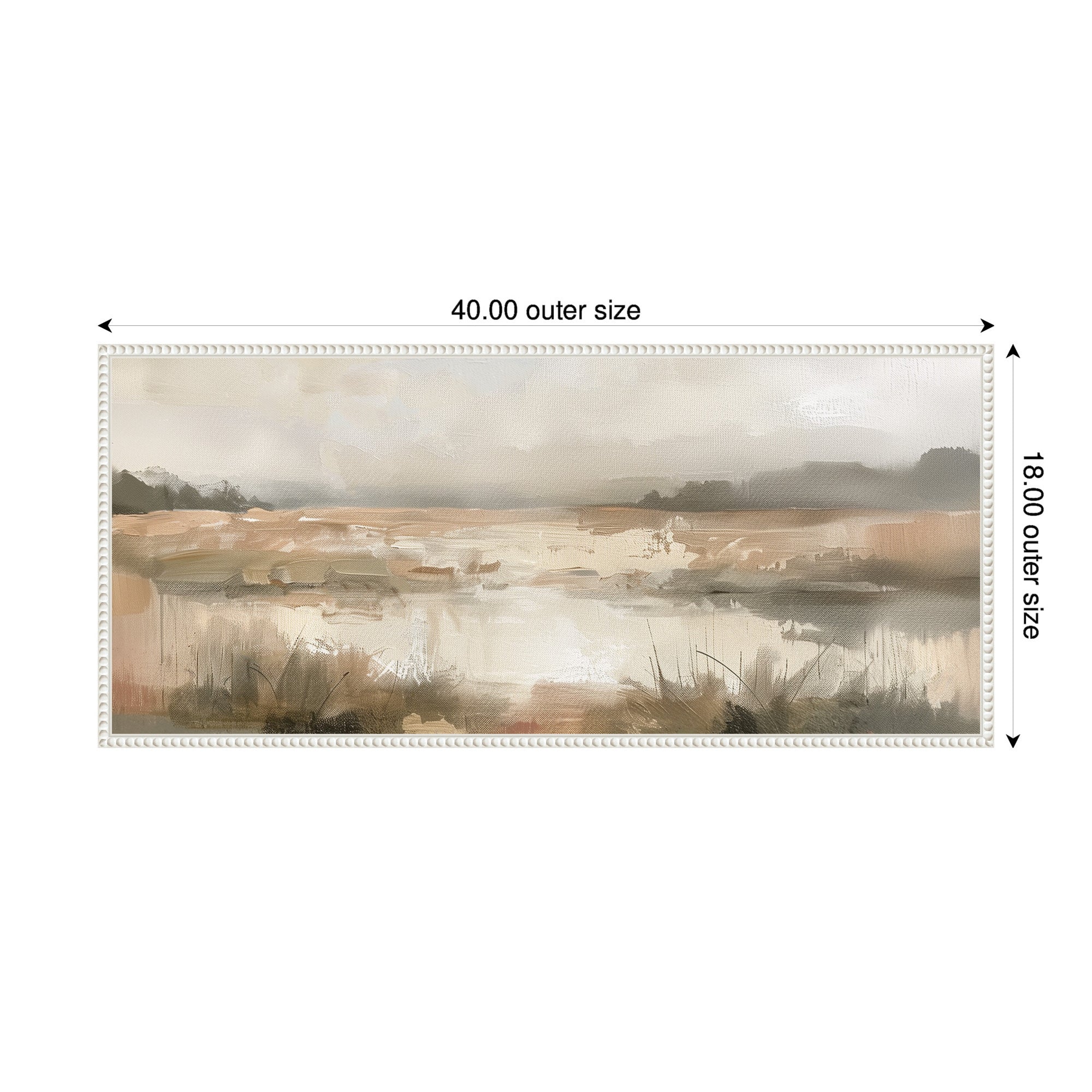 Framed Canvas 40x18 Sylvie Beaded White 6