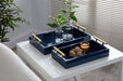 Tray Set Navy Blue Gold 2 Piece 6