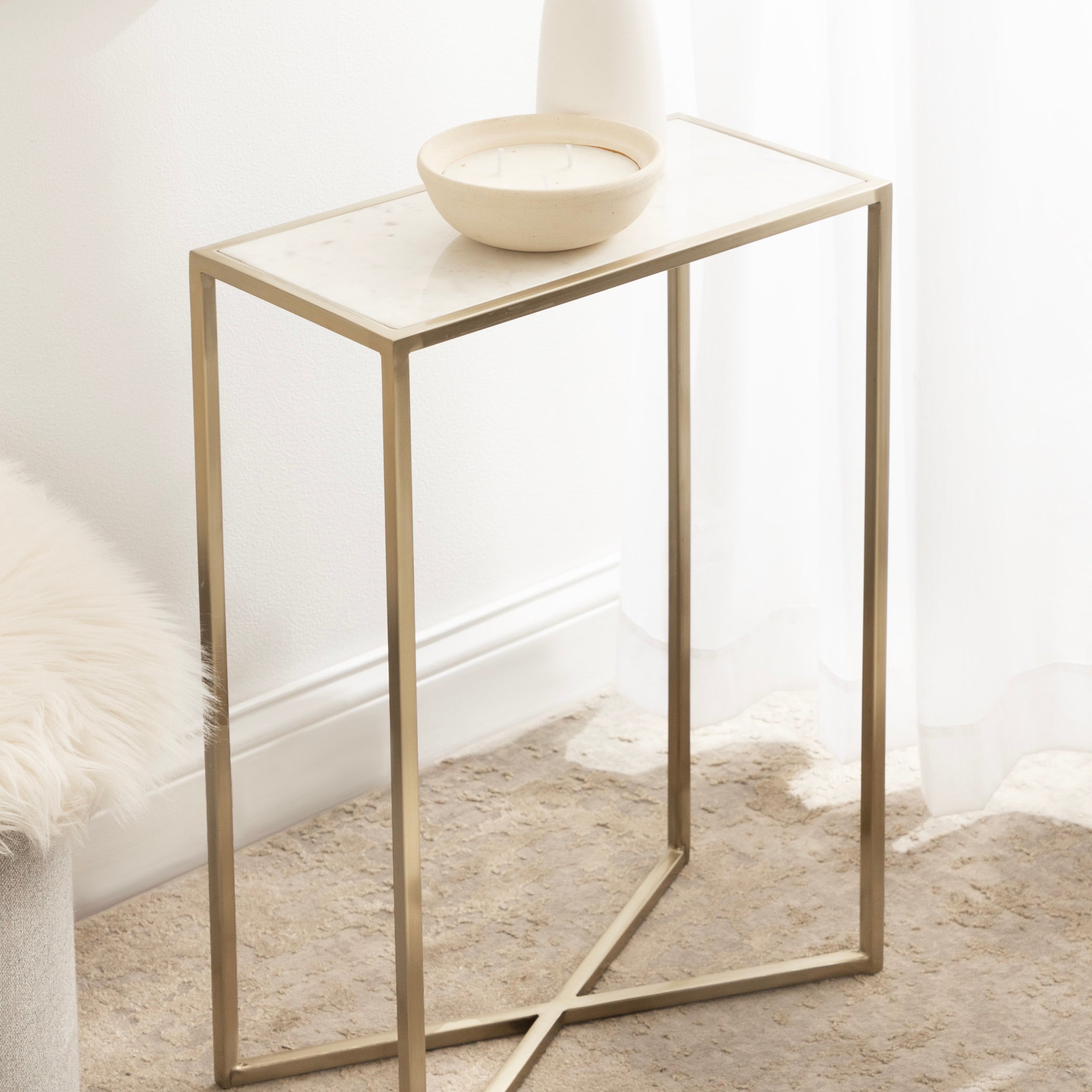 Side Table White Gold 16x8x24 6