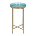 Tea Table Gold Light Teal 14x14x26 2