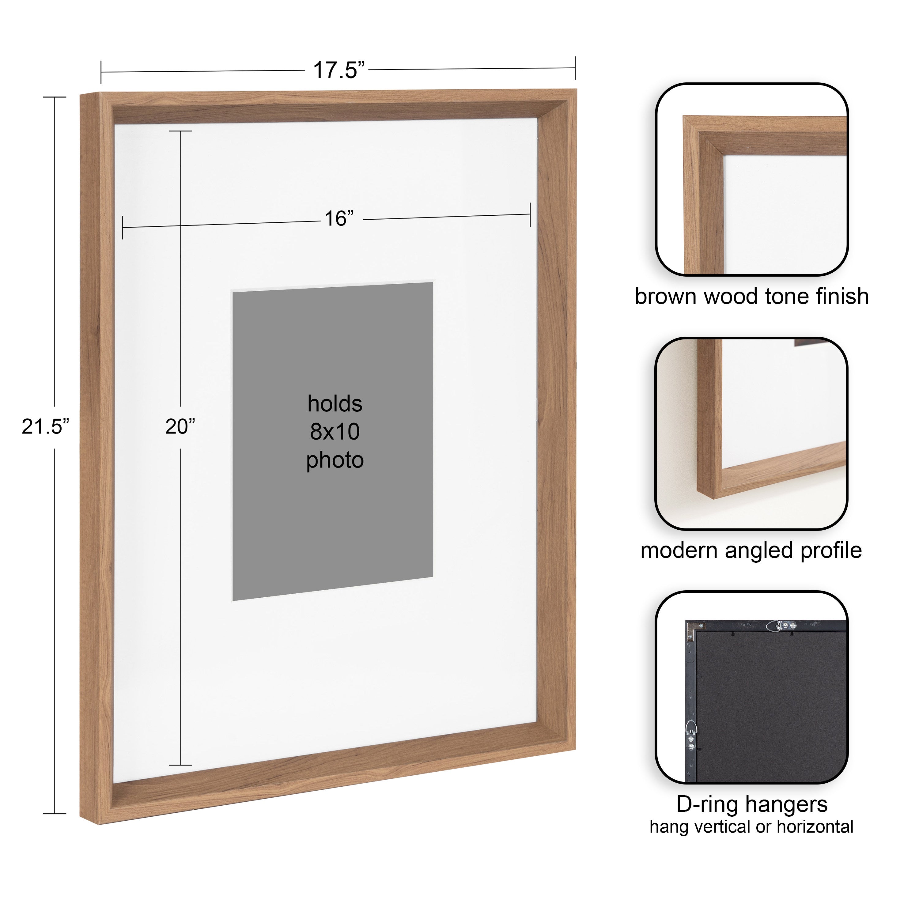 Wall Frame Brown 16x20 matted to 8x10 2