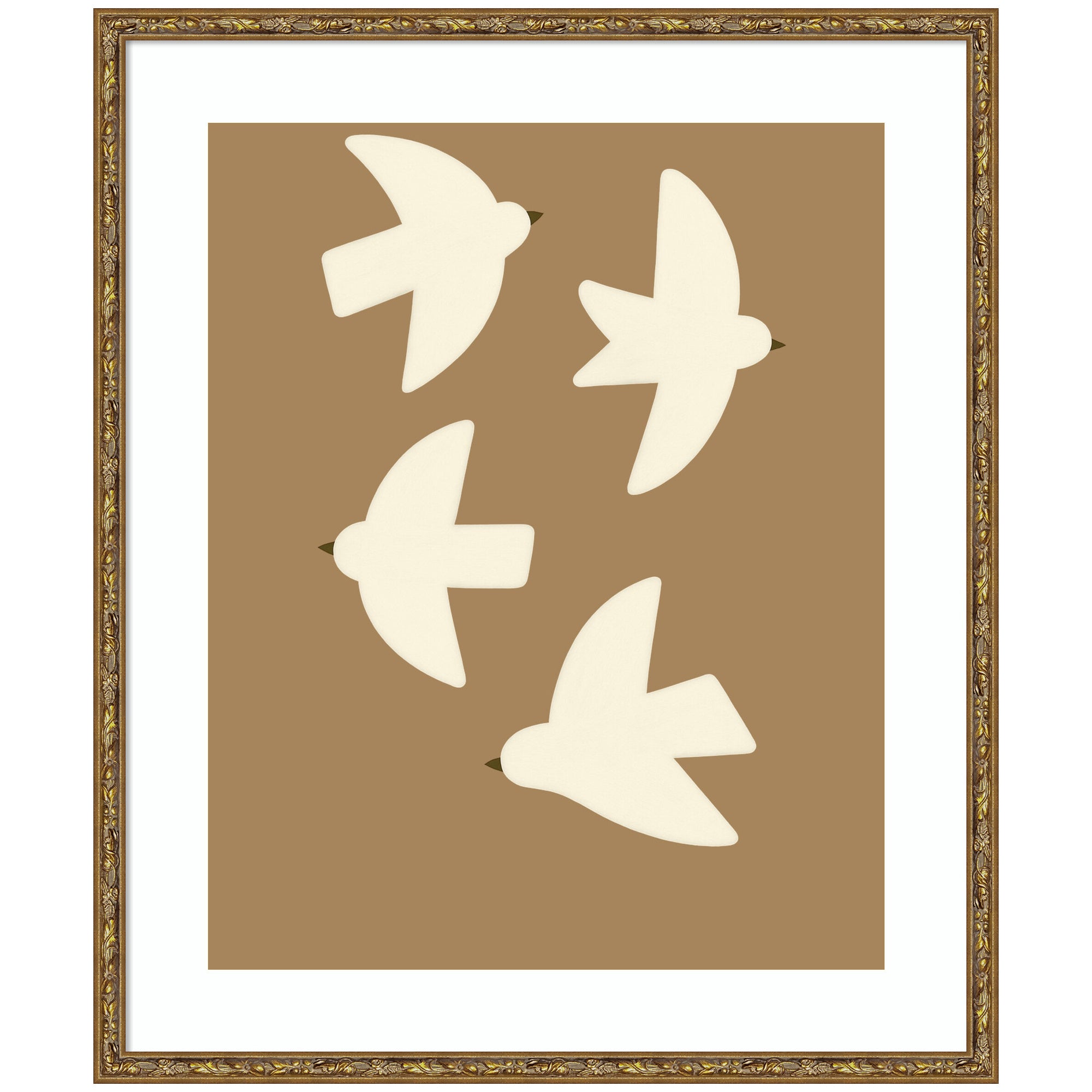 Minimalist Birds Poster 2 Brown by Laura Moss Framed Wall Art Print