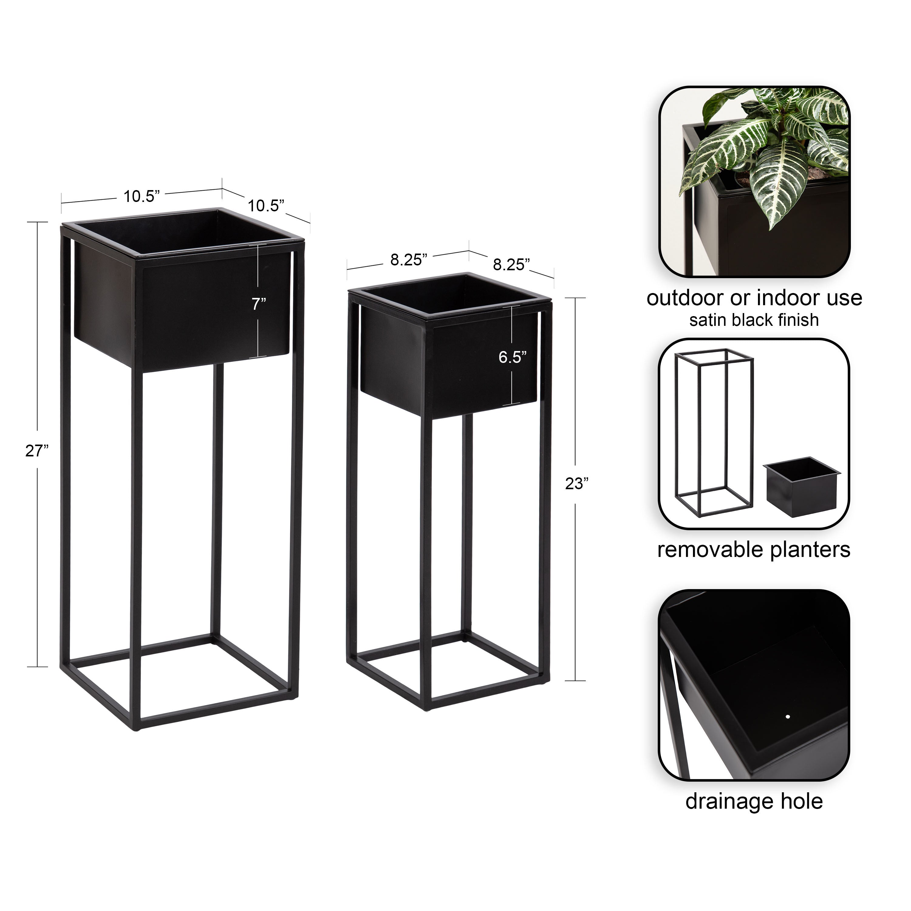 Palade Free Standing Metal Planter Set