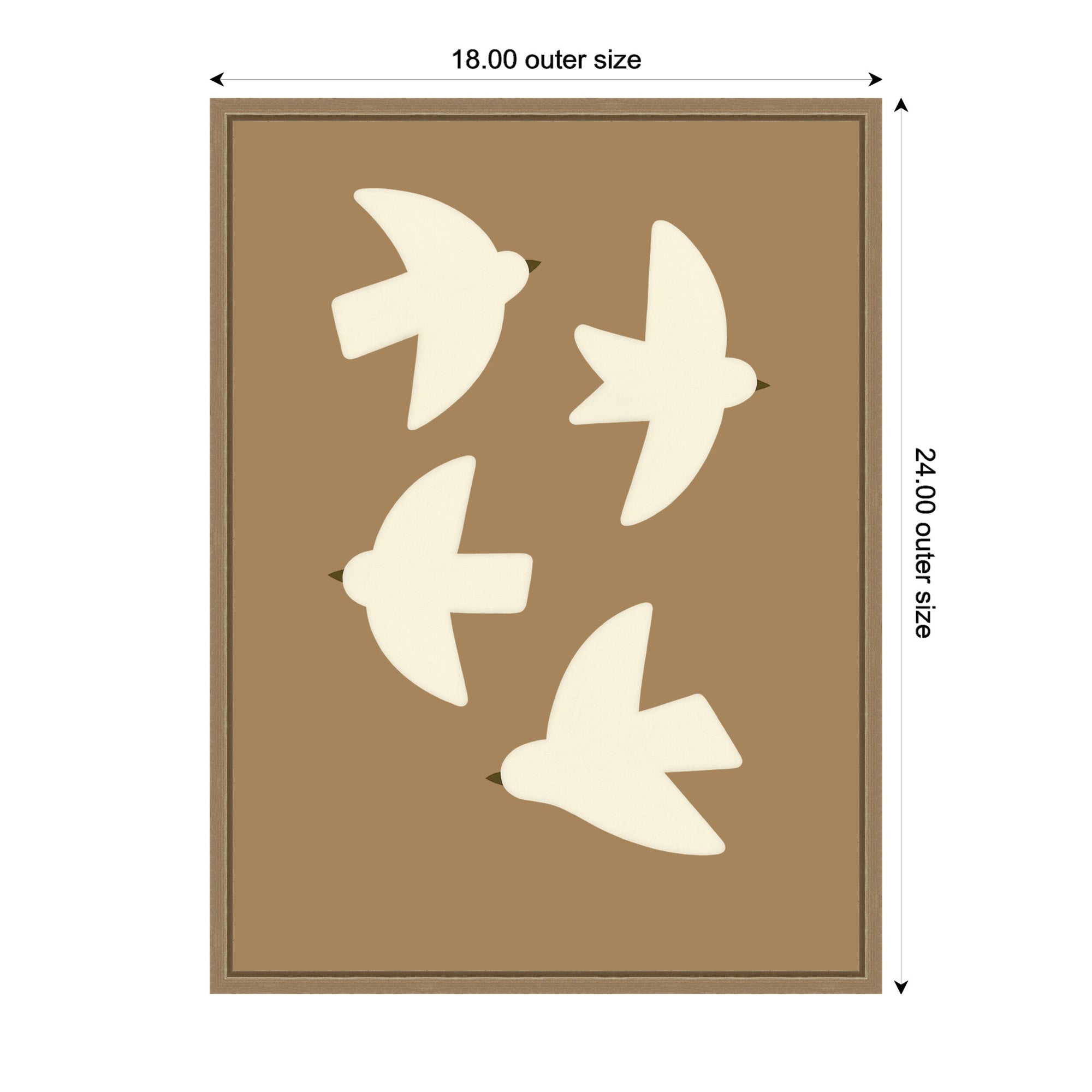 Minimalist Birds Poster 2 Brown by Laura Moss Framed Canvas Wall Art Print