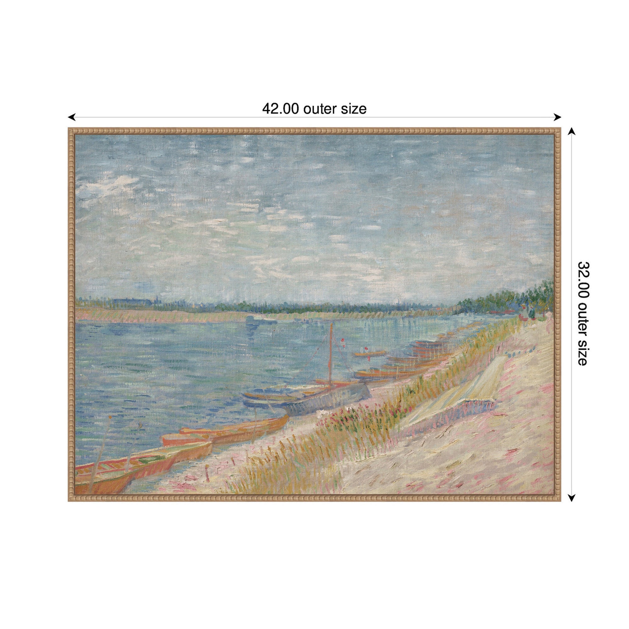 Framed Canvas Sylvie Beaded Rustic Natural 42x32 2