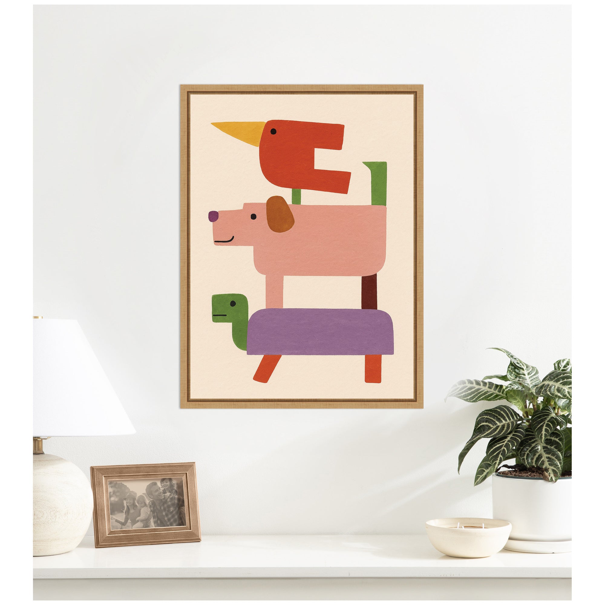 Stacked Animals by Laura Moss Framed Canvas Wall Art Print