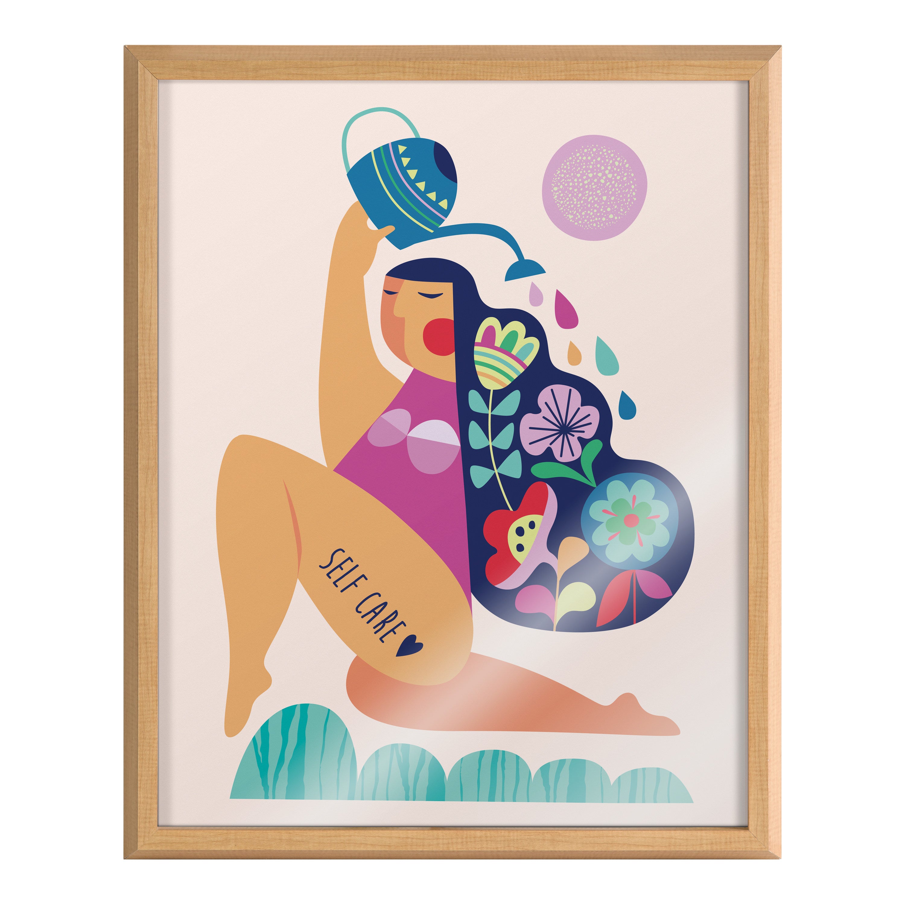 Blake Mid Century Modern Self Care Framed Printed Glass by Rachel Lee of My Dream Wall