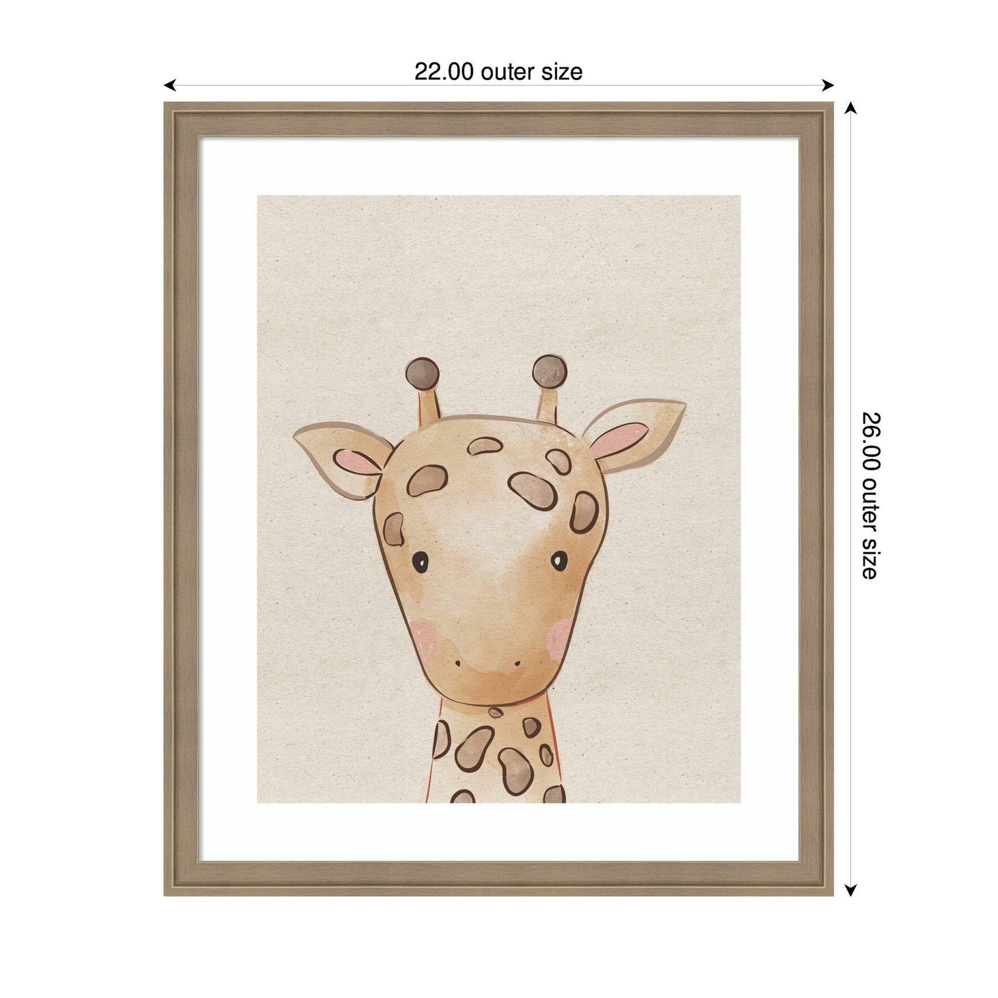 Baby Animal Giraffe Natural by The Creative Bunch Studio Framed Wall Art Print