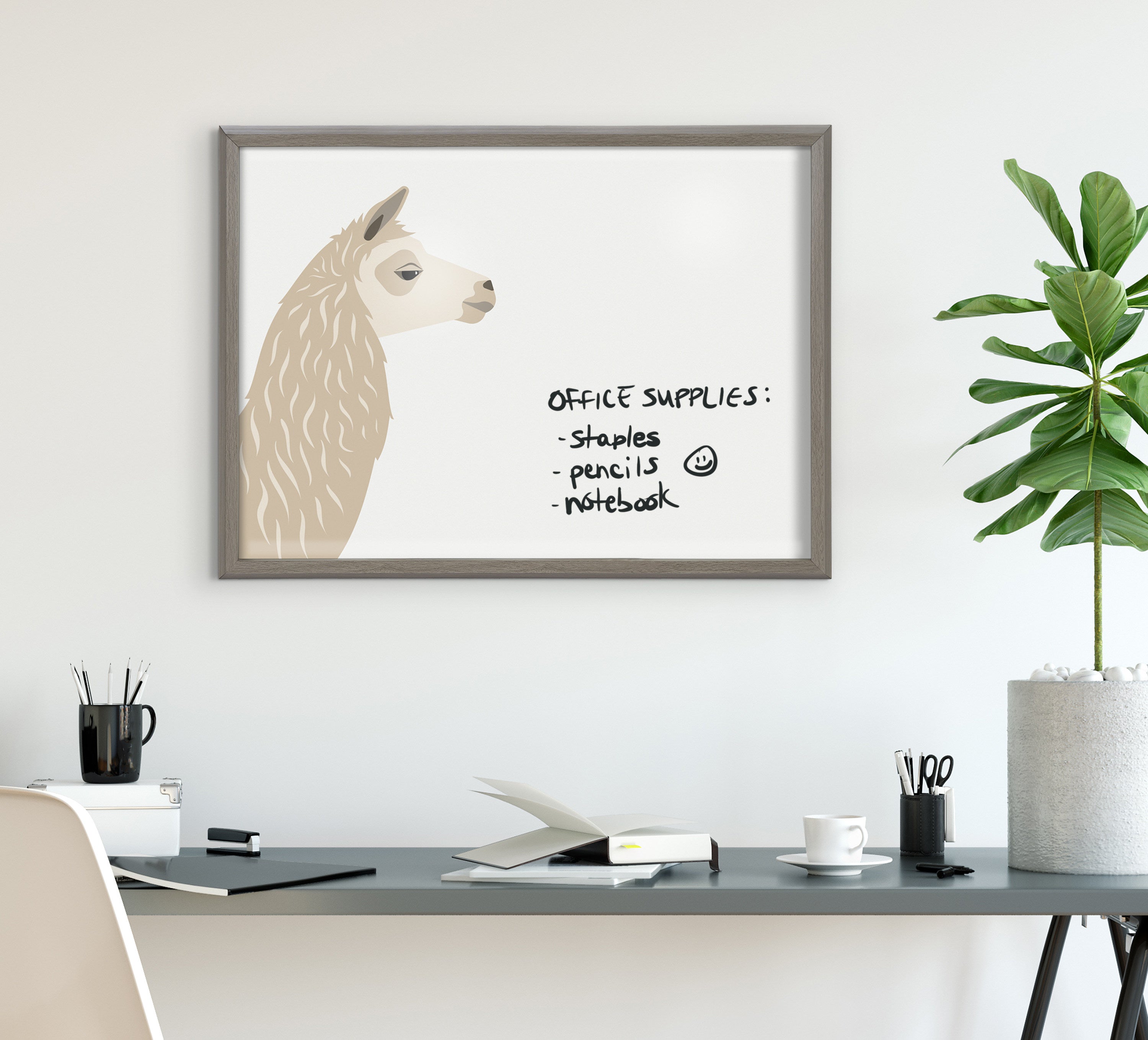 Blake Llama Larry Framed Printed Glass by Rocket Jack
