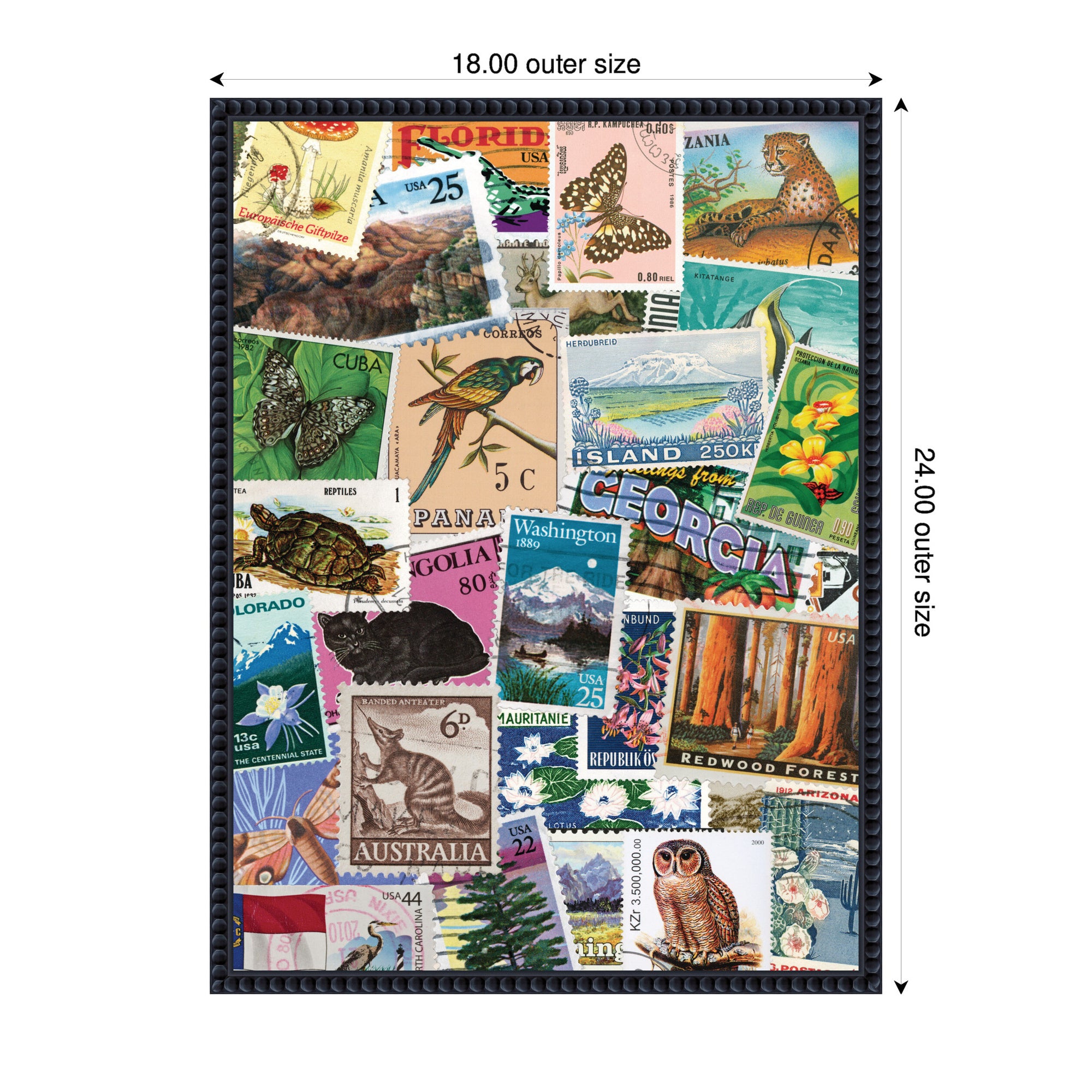 Vintage Stamps by Megan Ryan Framed Canvas Wall Art Print
