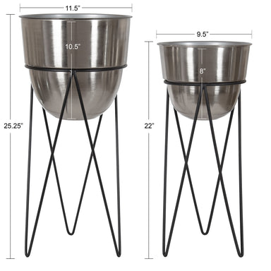 Freestanding Planter Silver Black 2 Piece 2