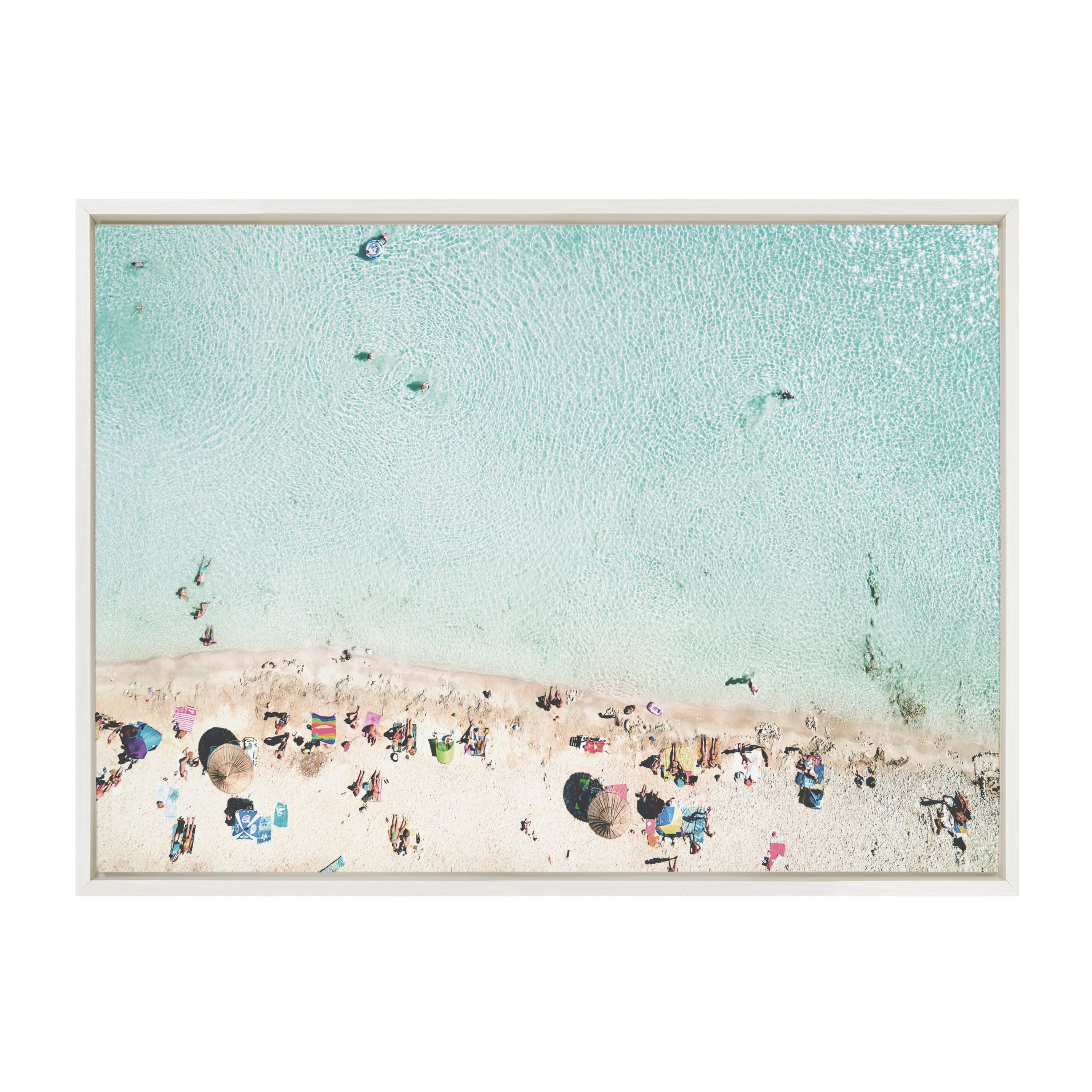 Sylvie Turquoise Beach from Above Framed Canvas by Amy Peterson Art Studio