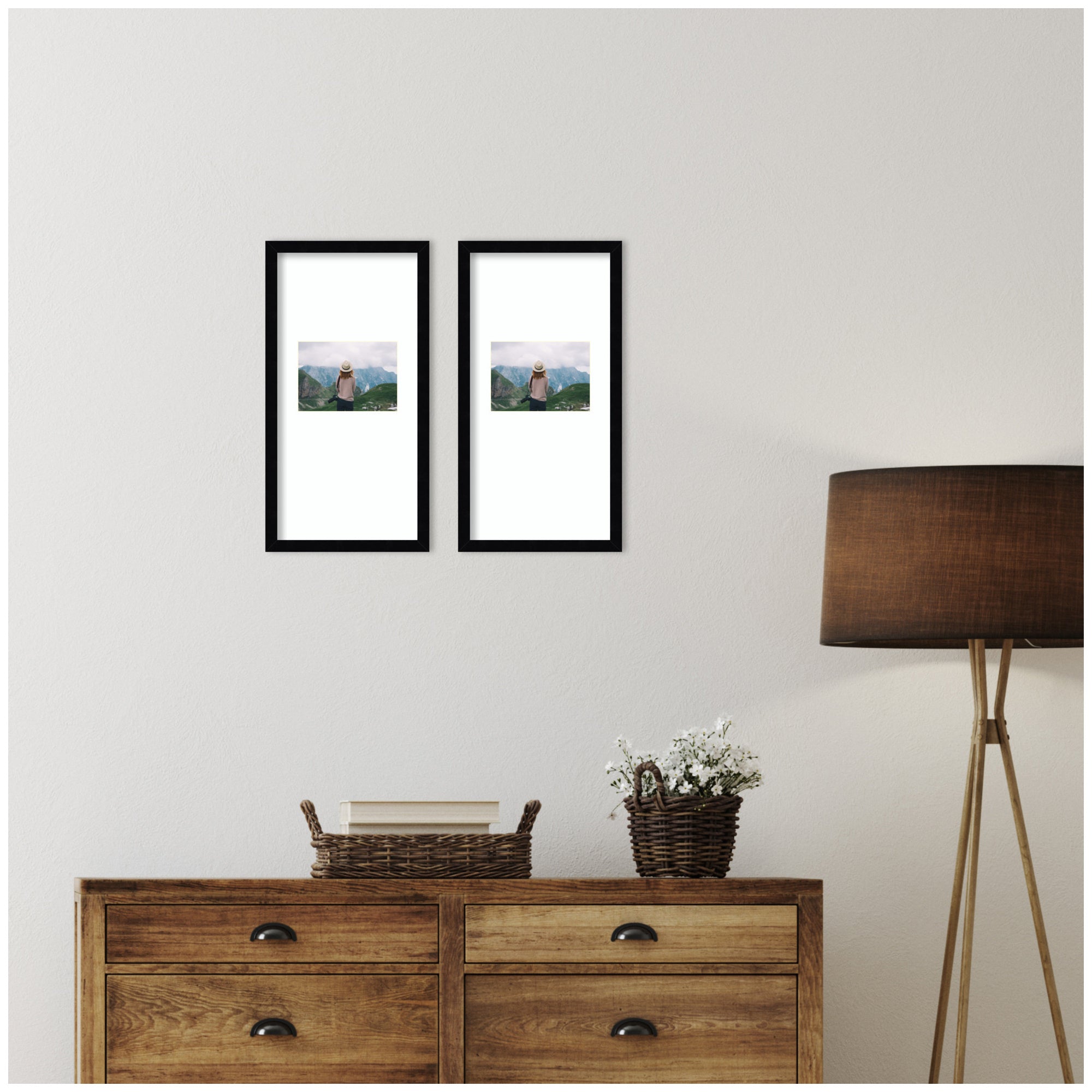 Wall Frame Svelte Noir Black 11x20 matted to 5x7 6