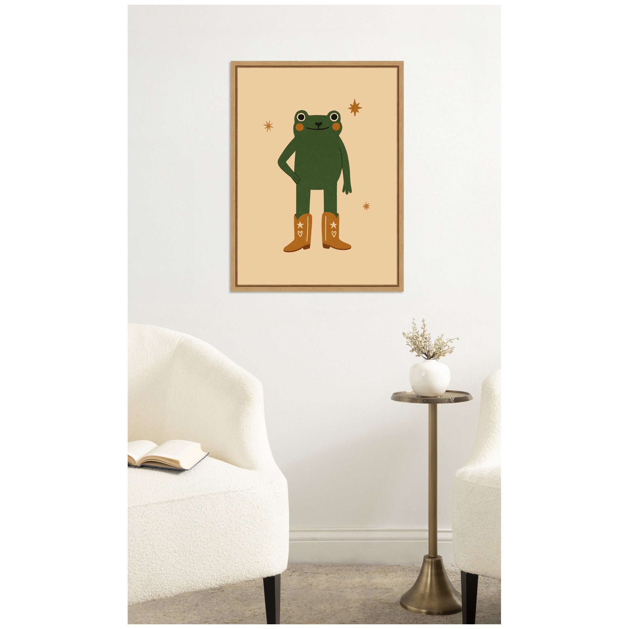 Frog in Cowboy Boots by Laura Moss Framed Canvas Wall Art Print